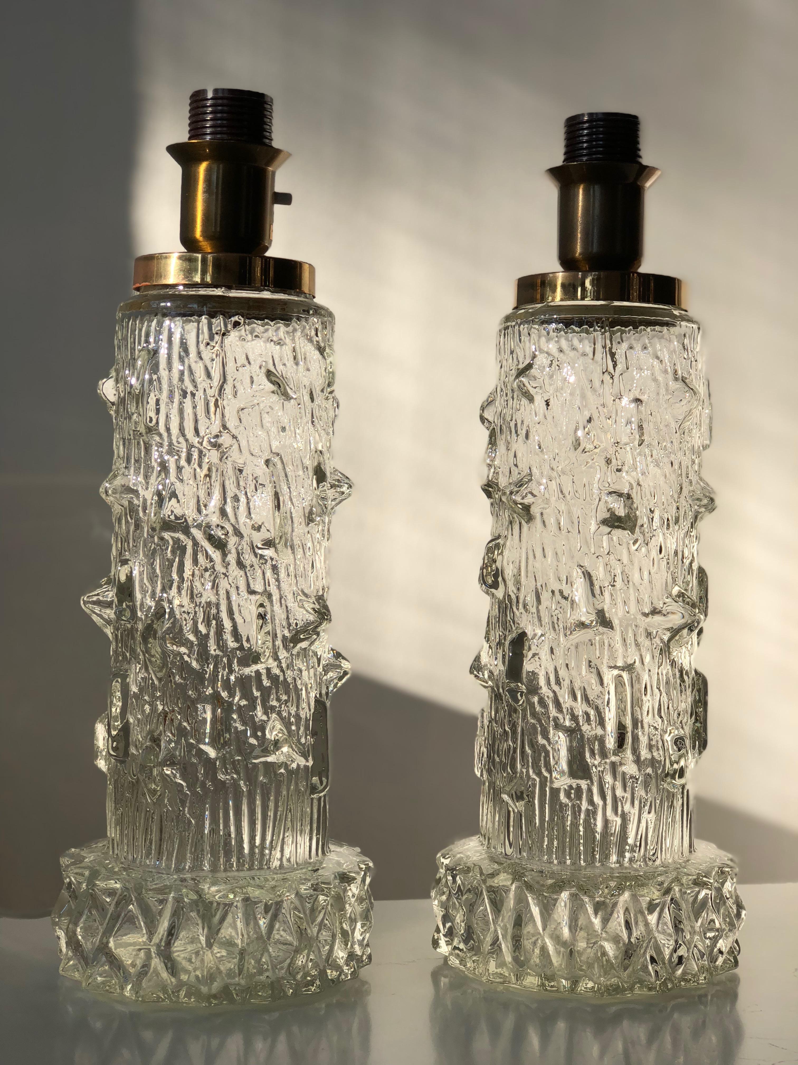 Swedish Modern Pair of Clear Glass Table Lamps by Stilarmatur 1