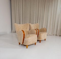 Swedish Modern Sheepskin lounge chairs 1930s–1940s
