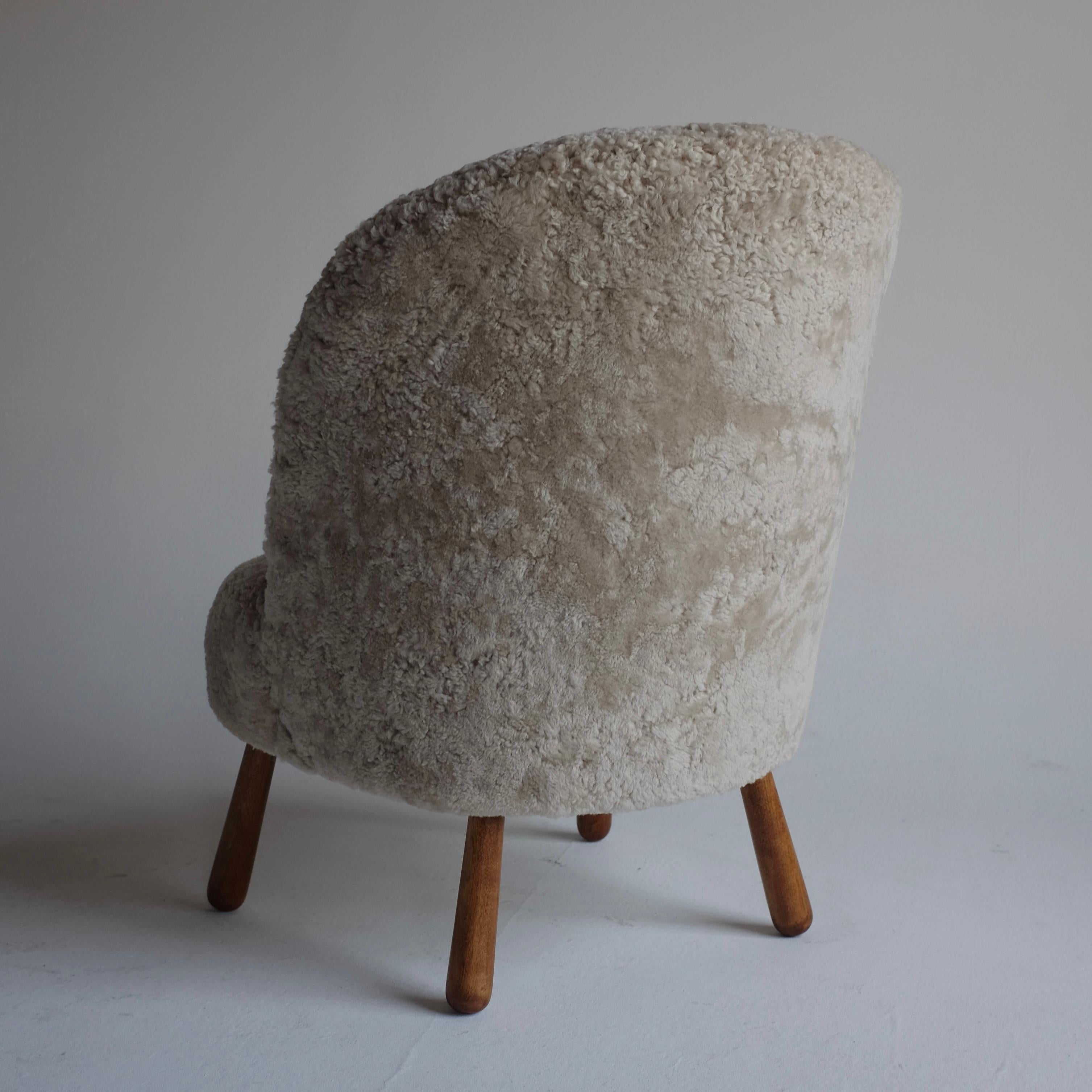 Scandinavian Modern Swedish Modern Sheepskin Side Chair For Sale