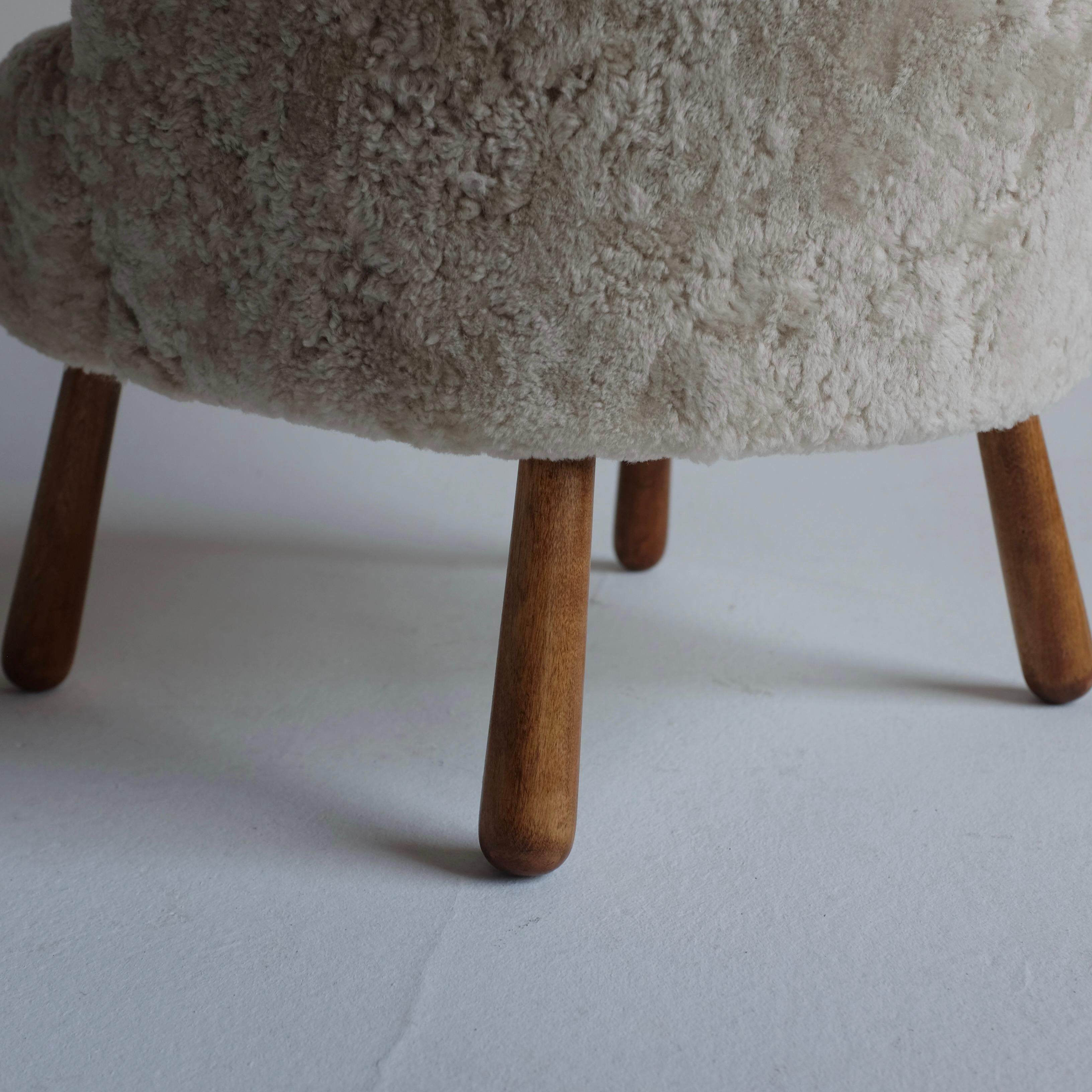 Mid-20th Century Swedish Modern Sheepskin Side Chair For Sale