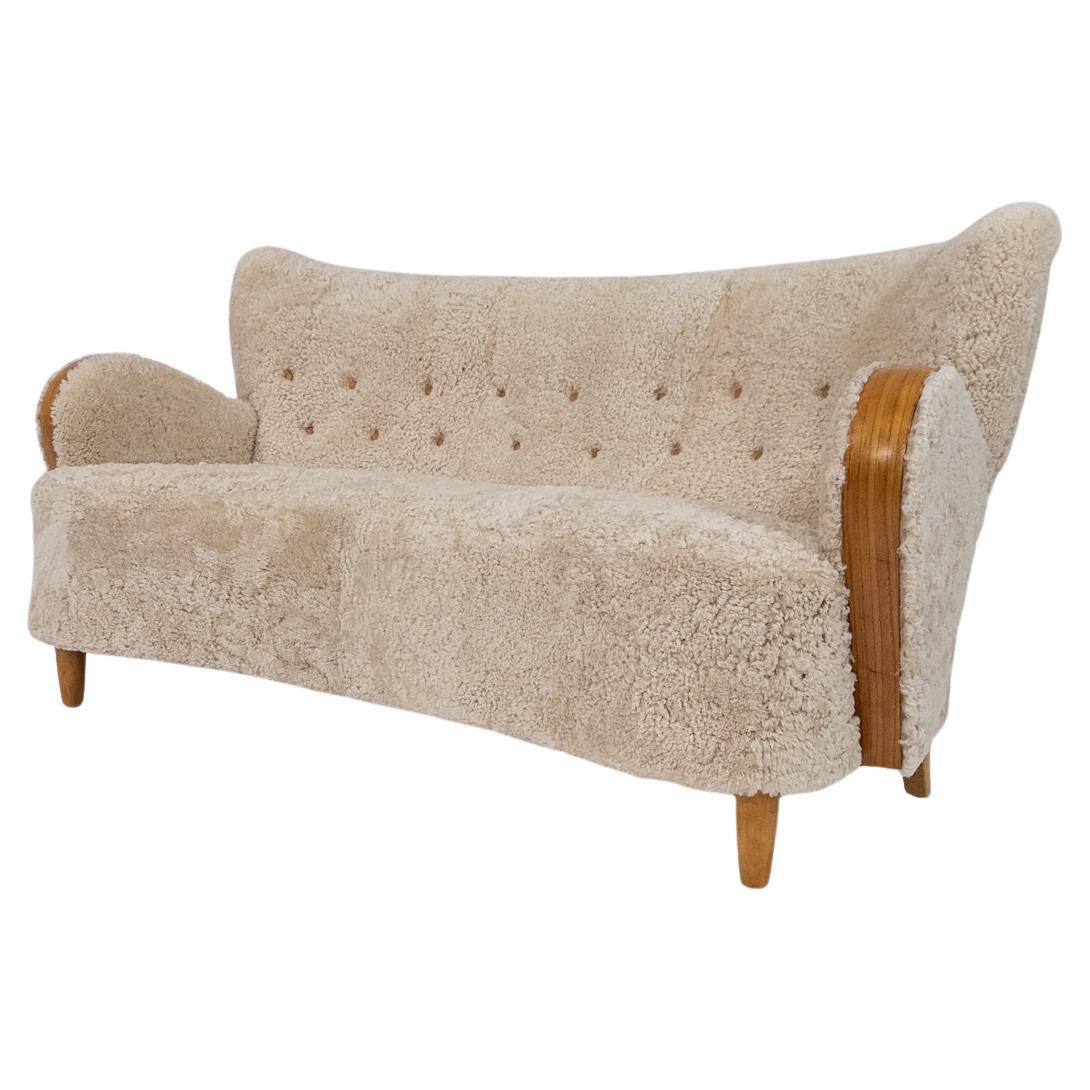 Swedish Modern Sheepskin Sofa, 1930s–1940s