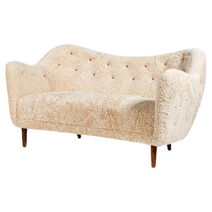 Swedish Modern Sheepskin sofa, 1946 For Sale