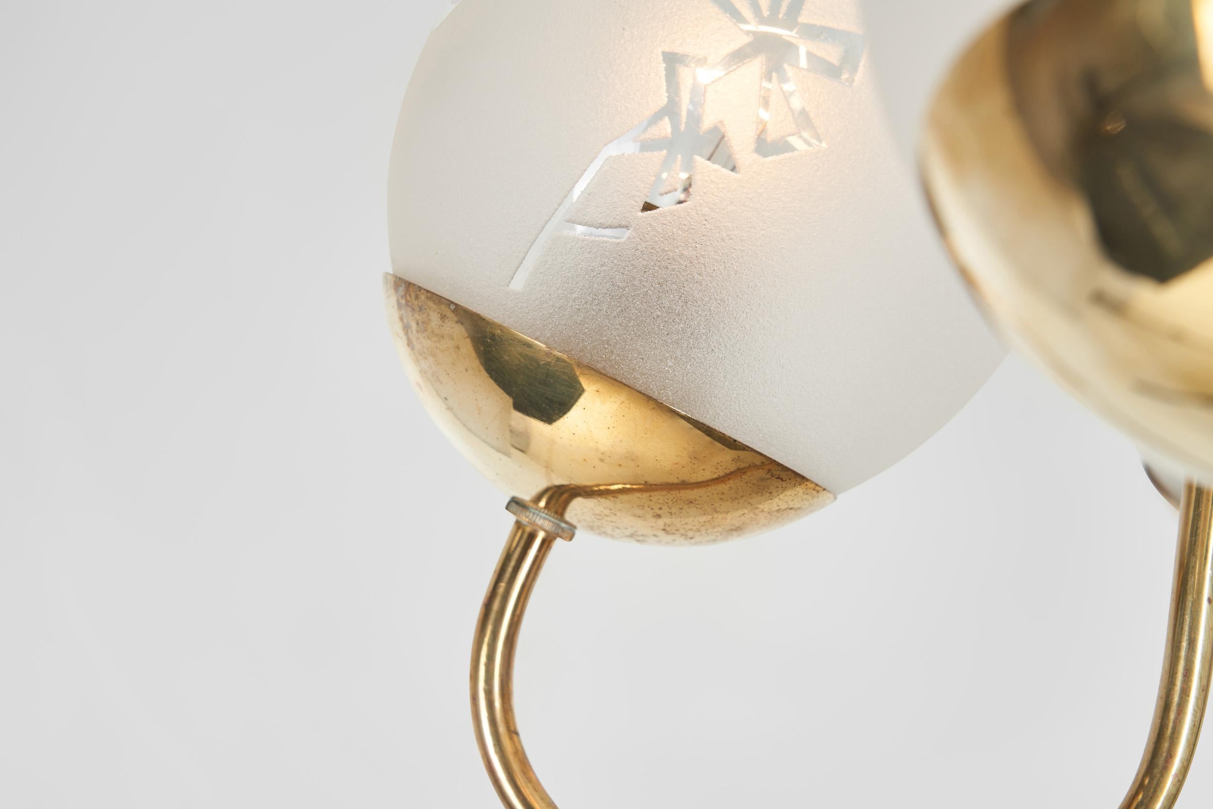 Lampadario moderno svedese a sei bracci di Glössner, Svezia, 1940 ca. in vendita 6