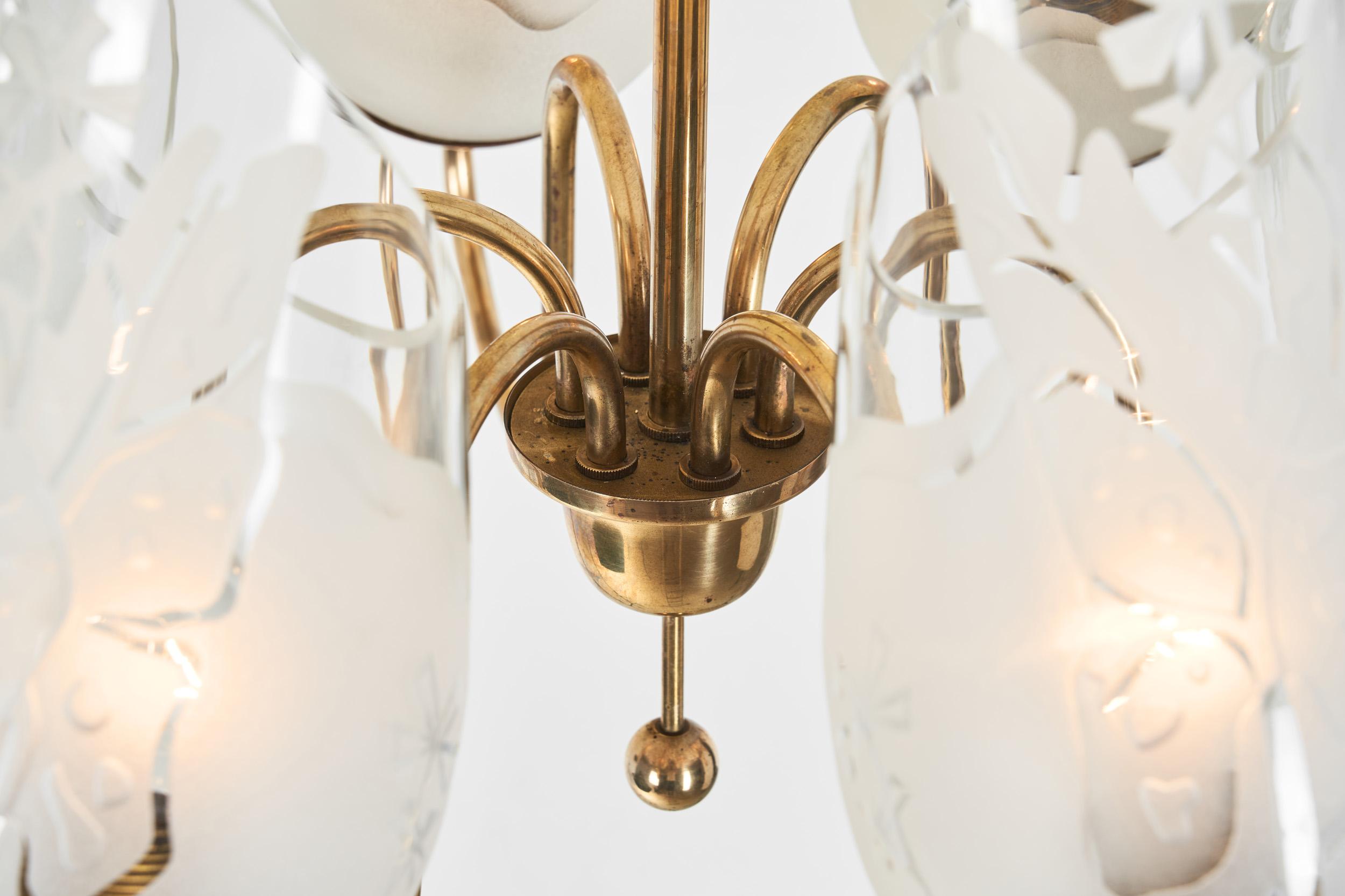 Lampadario moderno svedese a sei bracci di Glössner, Svezia, 1940 ca. in vendita 8