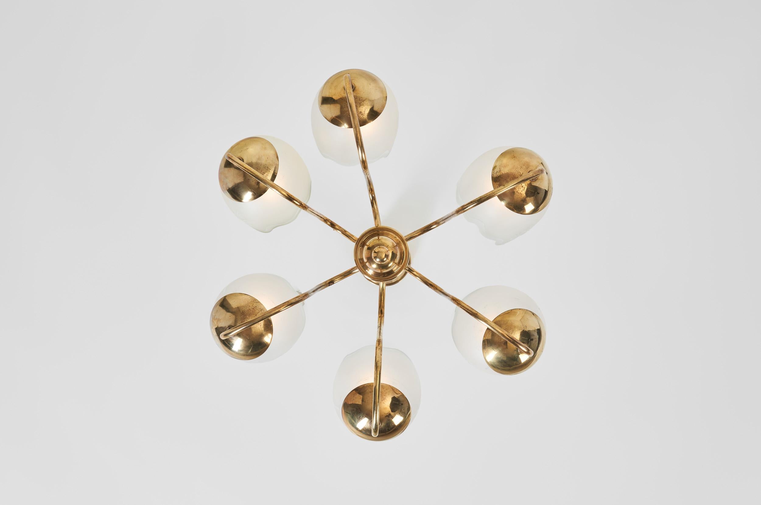 Lampadario moderno svedese a sei bracci di Glössner, Svezia, 1940 ca. in vendita 11