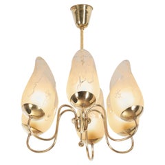 Lampadario moderno svedese a sei bracci di Glössner, Svezia, 1940 ca.