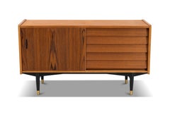 Swedish Modern Small Teak Credenza with Built in Bar