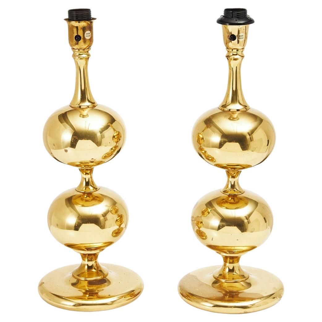 Swedish Modern solid Brass Table Lamp pair
