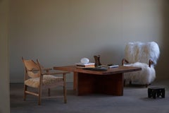 Swedish Modern Solid Pine Coffee Table by Sven Larsson, Brutalist, 1970s