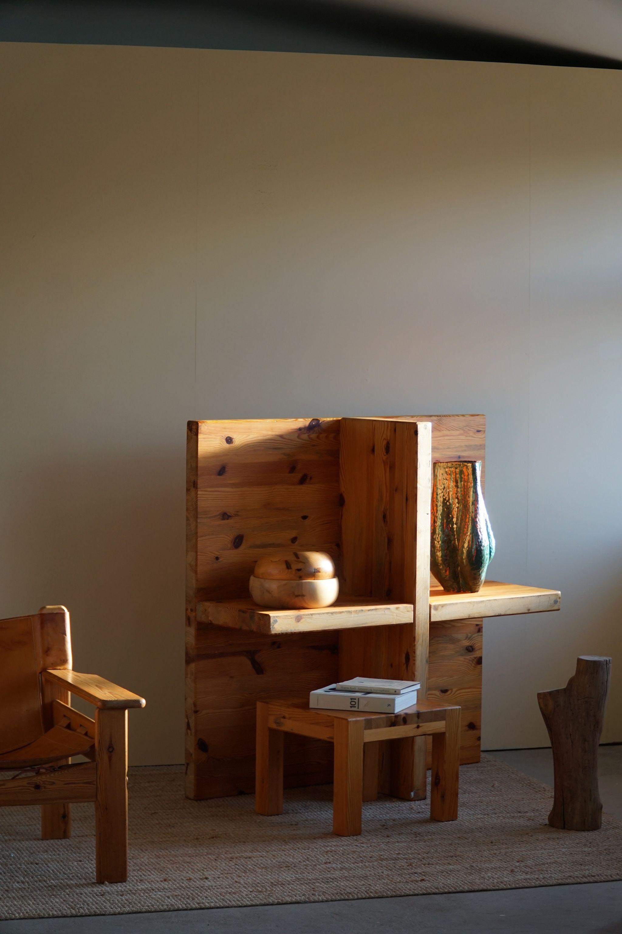 Swedish Modern Solid Pine Coffee Table by Sven Larsson, Brutalist, 1970s 15