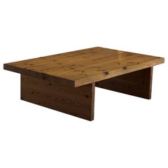 Swedish Modern Solid Pine Coffee Table by Sven Larsson, Brutalist, 1970s