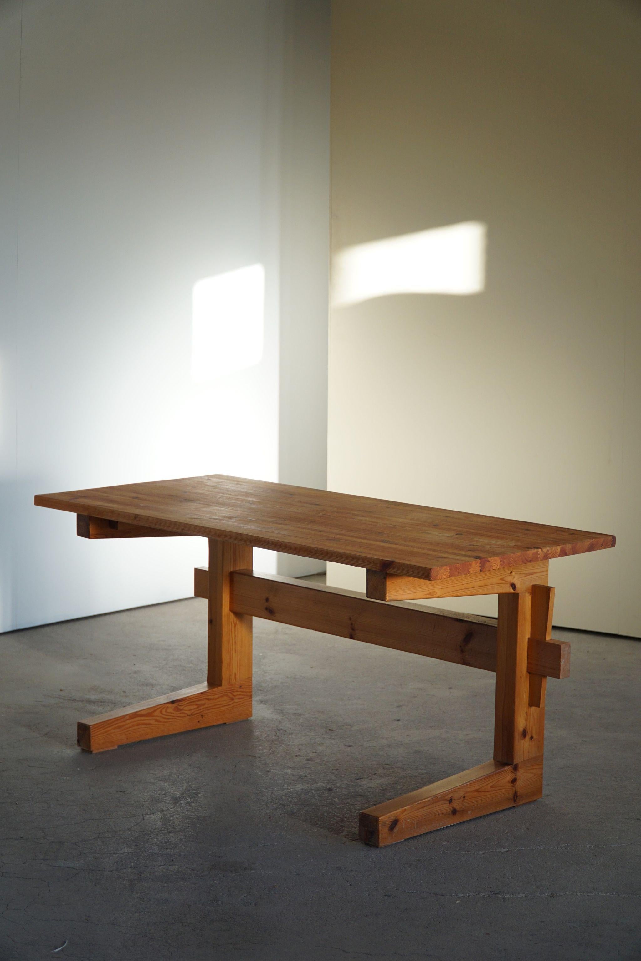 Swedish Modern Solid Pine Desk, Axel Einar Hjorth Style, Made in 1960s 9