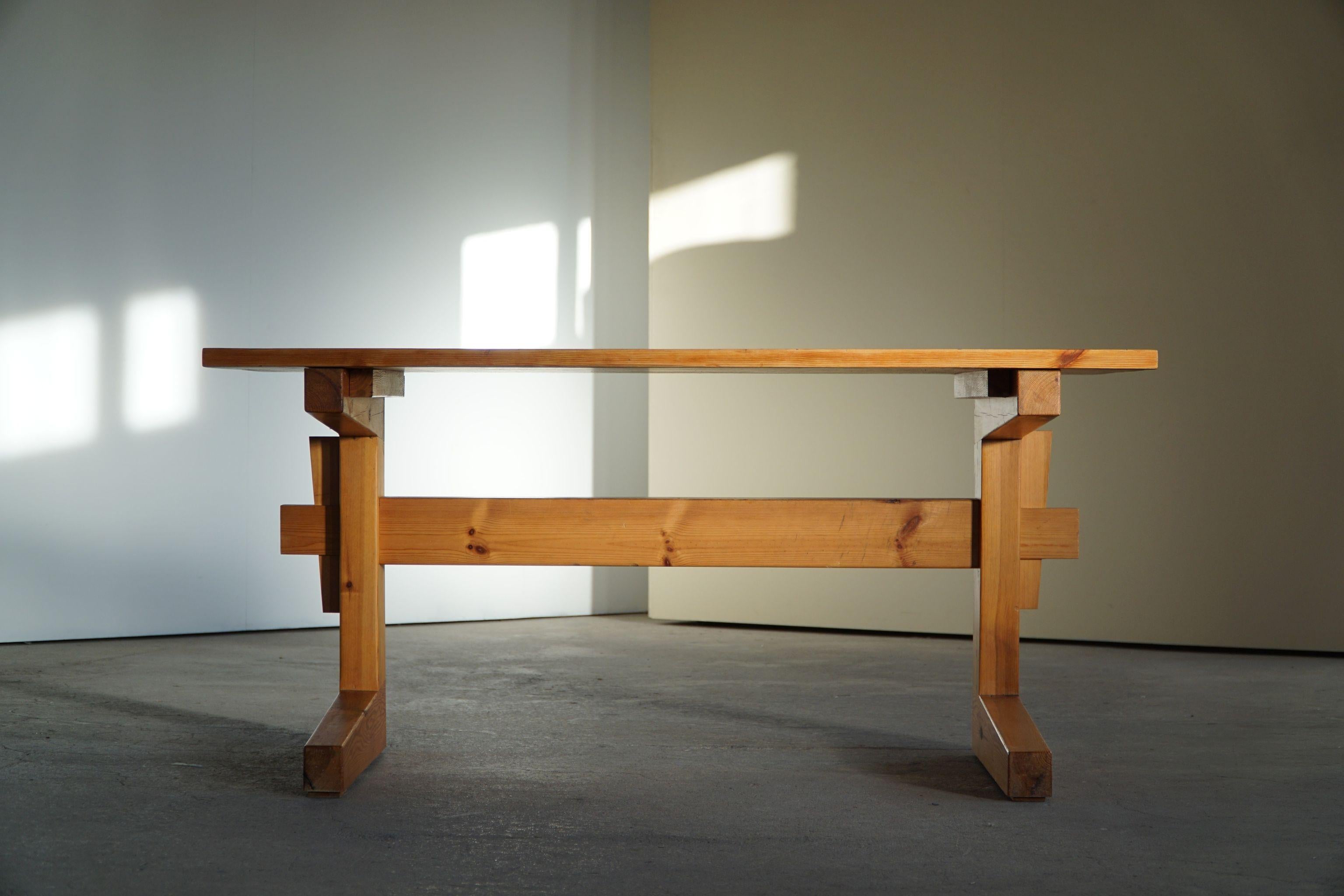 Swedish Modern Solid Pine Desk, Axel Einar Hjorth Style, Made in 1960s 11