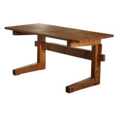 Swedish Modern Solid Pine Desk, Axel Einar Hjorth Style, Made in 1960s