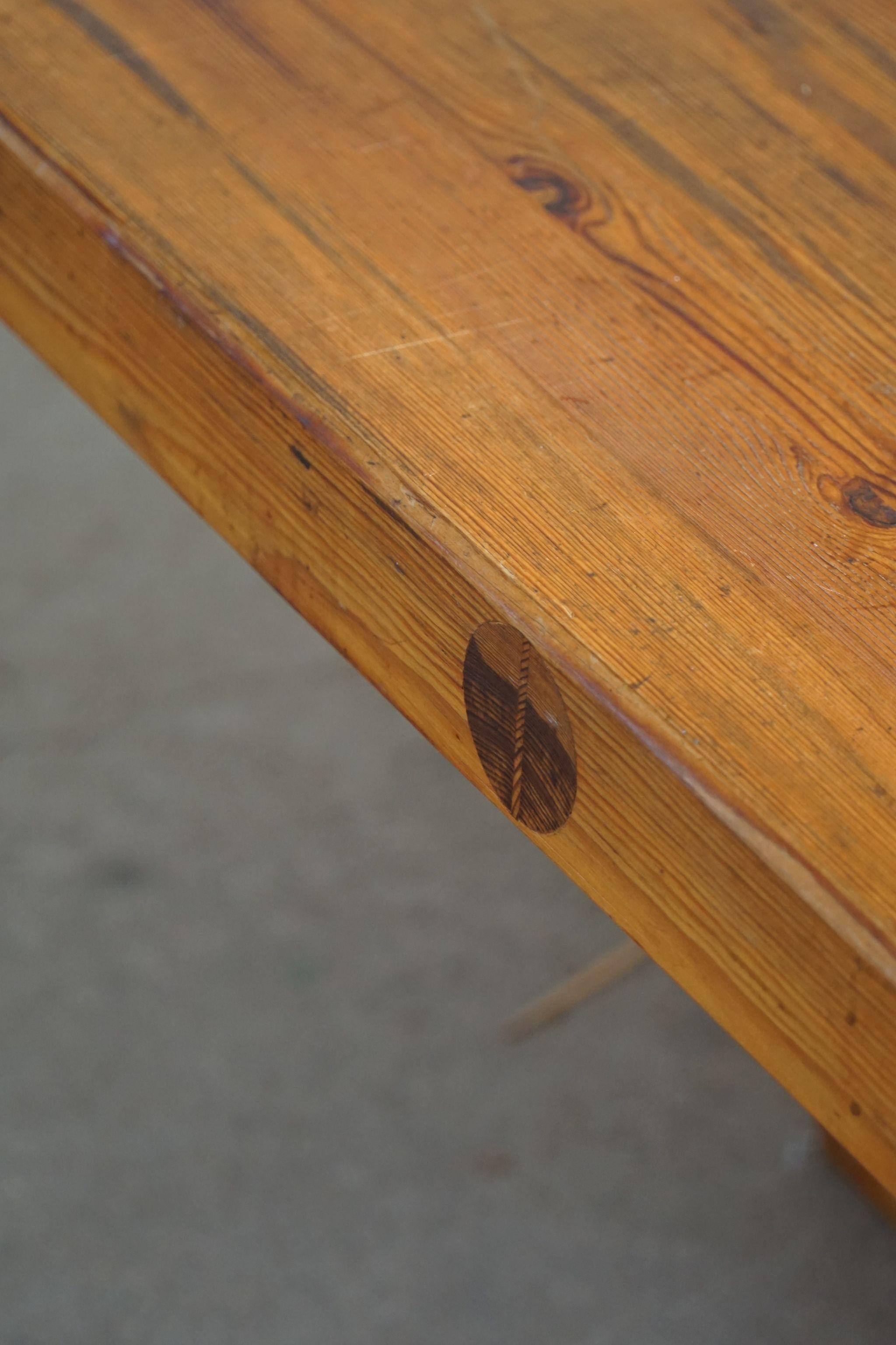 Swedish Modern Square Solid Pine Coffee Table by Sven Larsson, Brutalist, 1970s 8