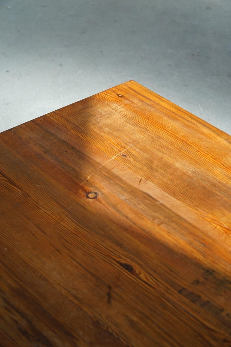 Swedish Modern Square Solid Pine Coffee Table by Sven Larsson, Brutalist, 1970s For Sale 2