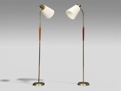 Swedish Modern, Standing Lamps, Teak, Brass, Sweden, 1940s