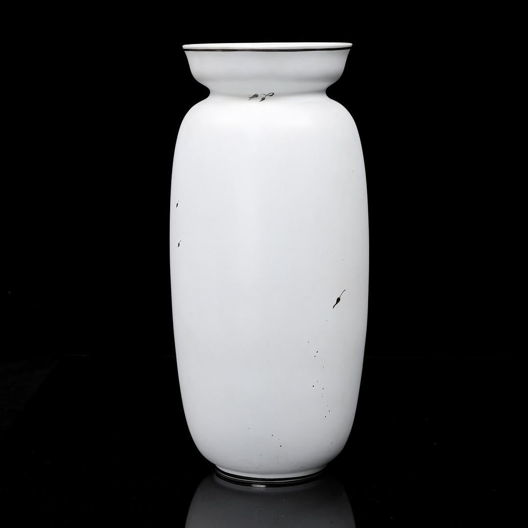 Hand-Crafted Swedish Modern Stig Lindberg Grazia vase model 220 Stoneware and Silver For Sale