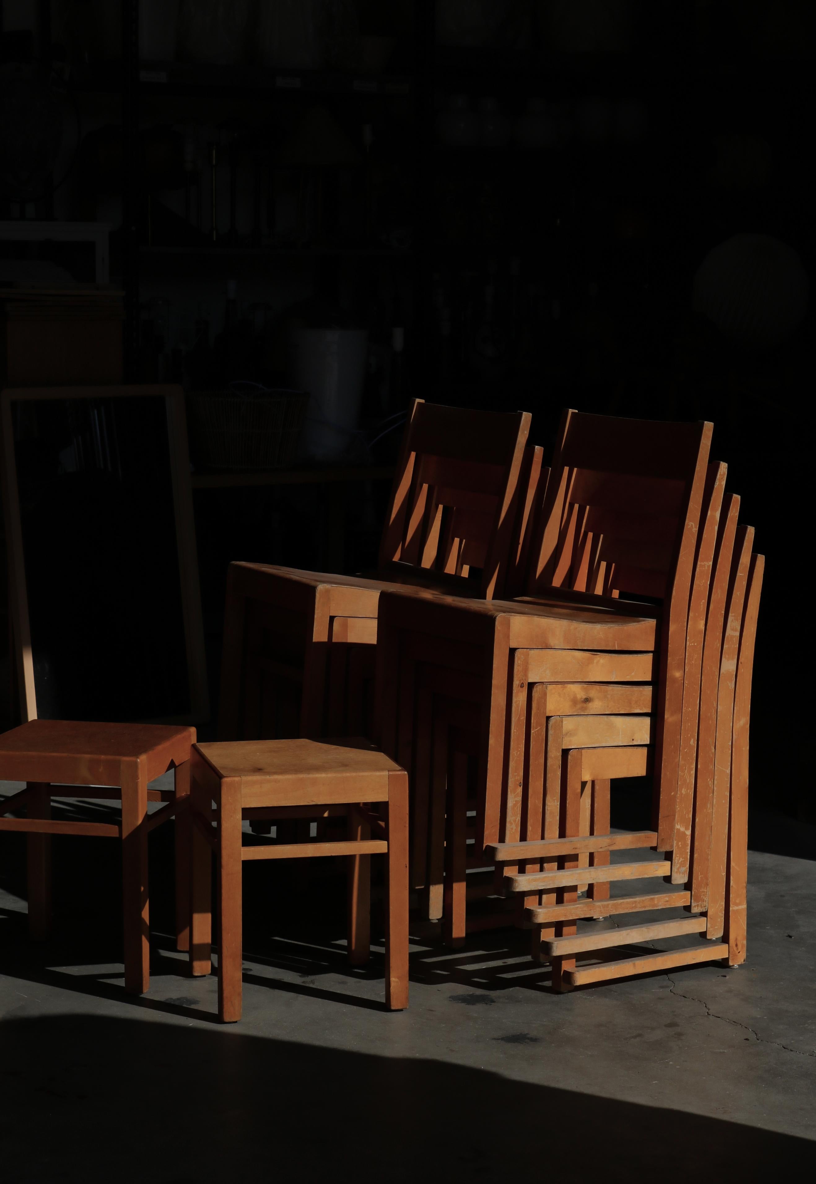 Pair of Scandinavian Modern birchwood stools by Sven Markelius made in the 1930s. These were made to complement his famous 