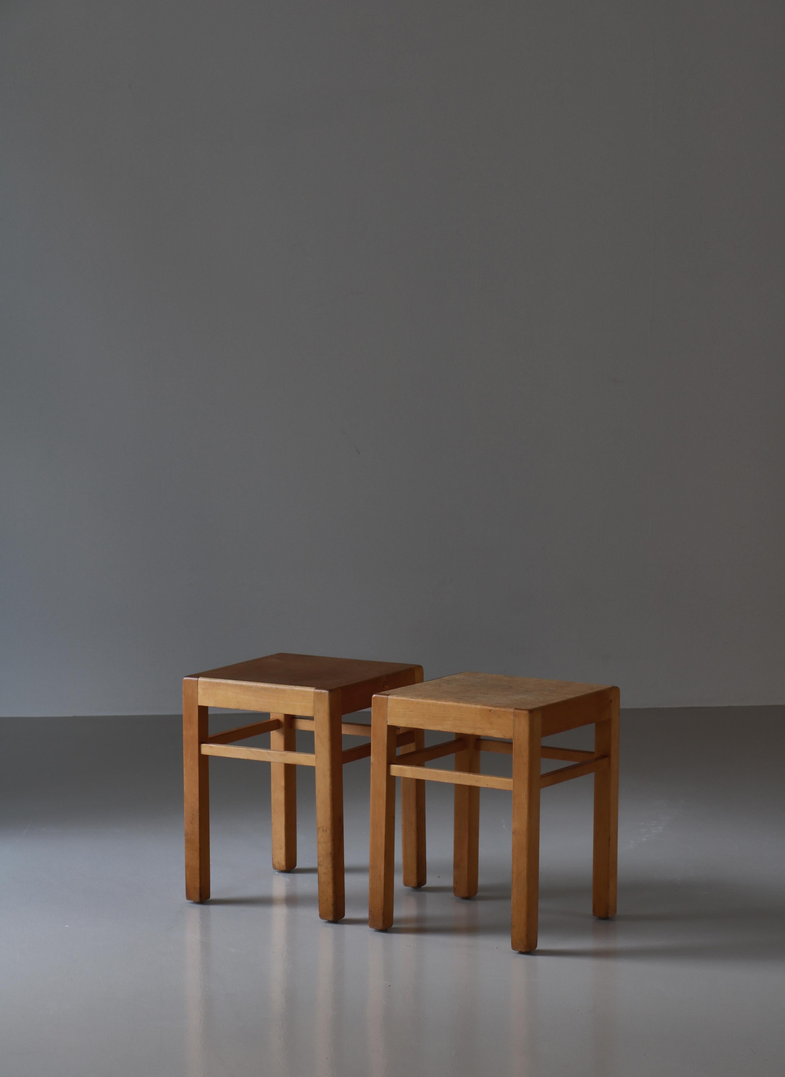 Scandinavian Modern Swedish Modern Birchwood Stools by Sven Markelius, 1930 For Sale