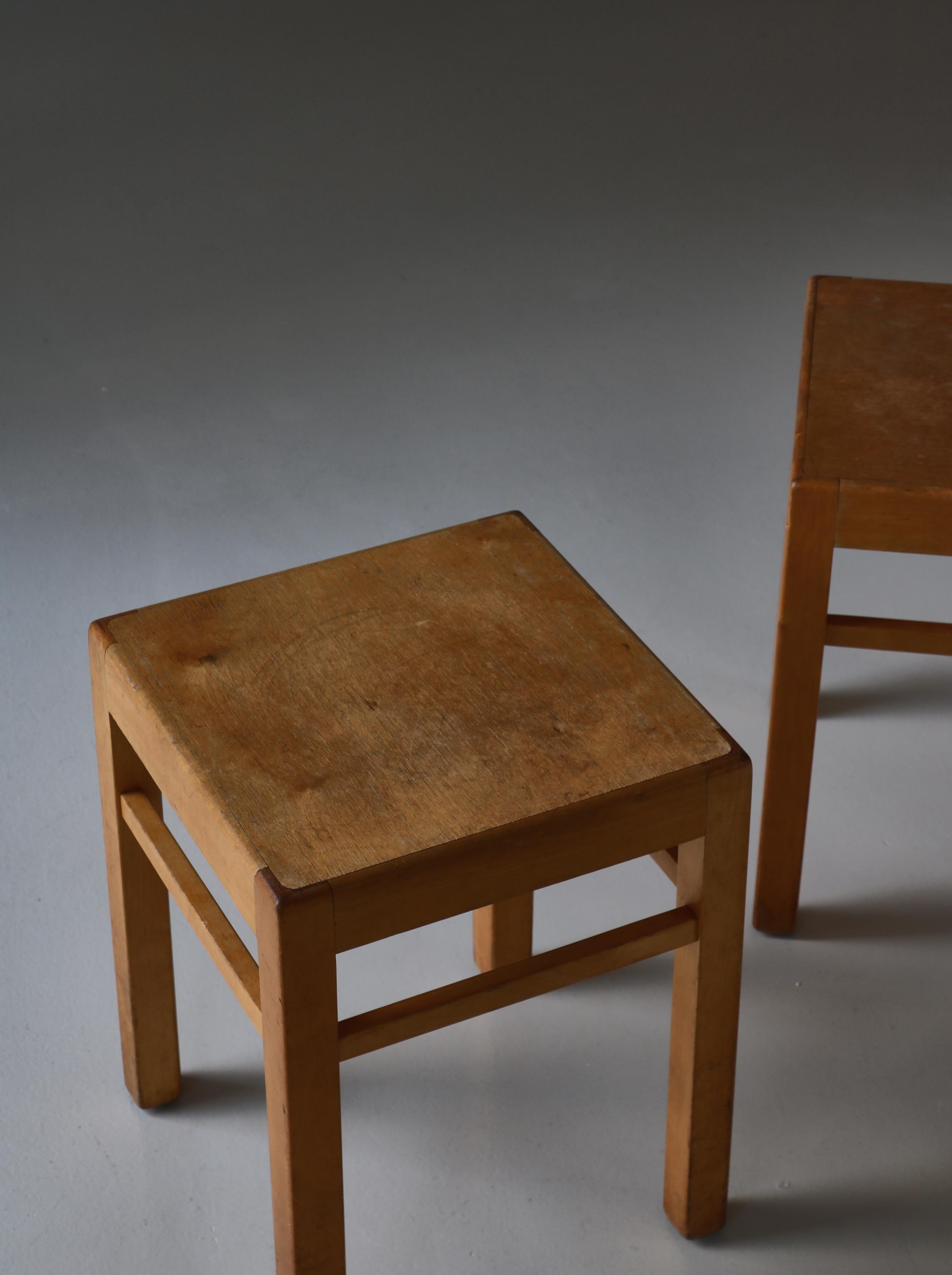 Swedish Modern Birchwood Stools by Sven Markelius, 1930 In Fair Condition For Sale In Odense, DK