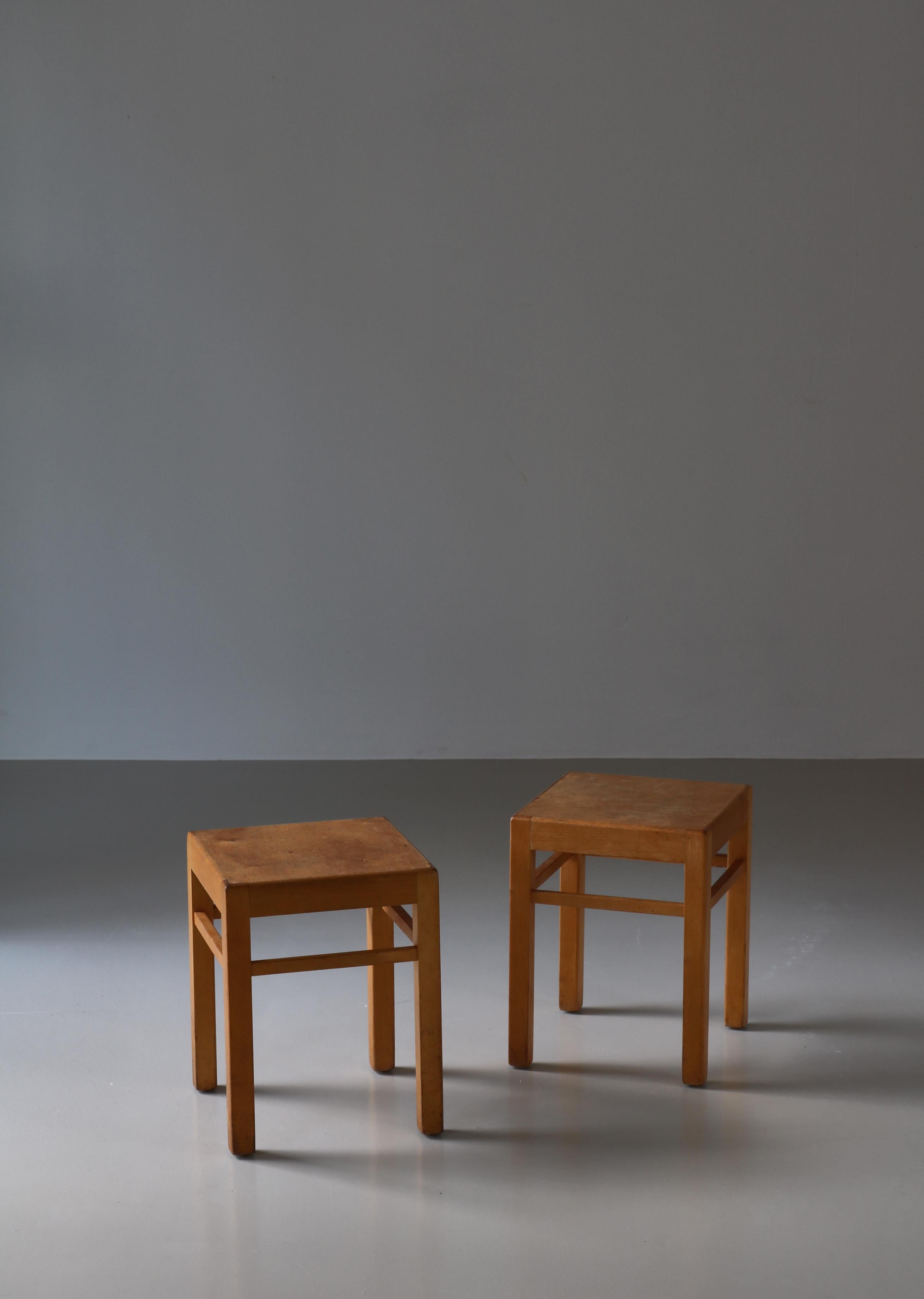 Swedish Modern Birchwood Stools by Sven Markelius, 1930 For Sale 1
