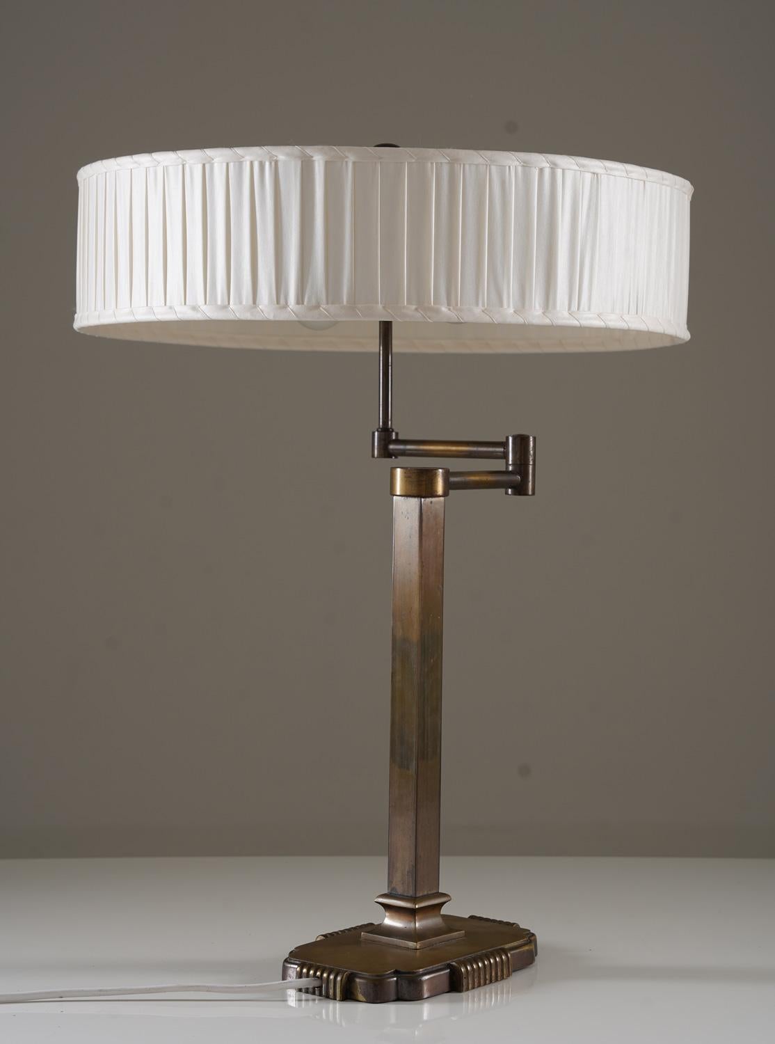 Brass Swedish Modern Swivel Arm Table Lamp  For Sale