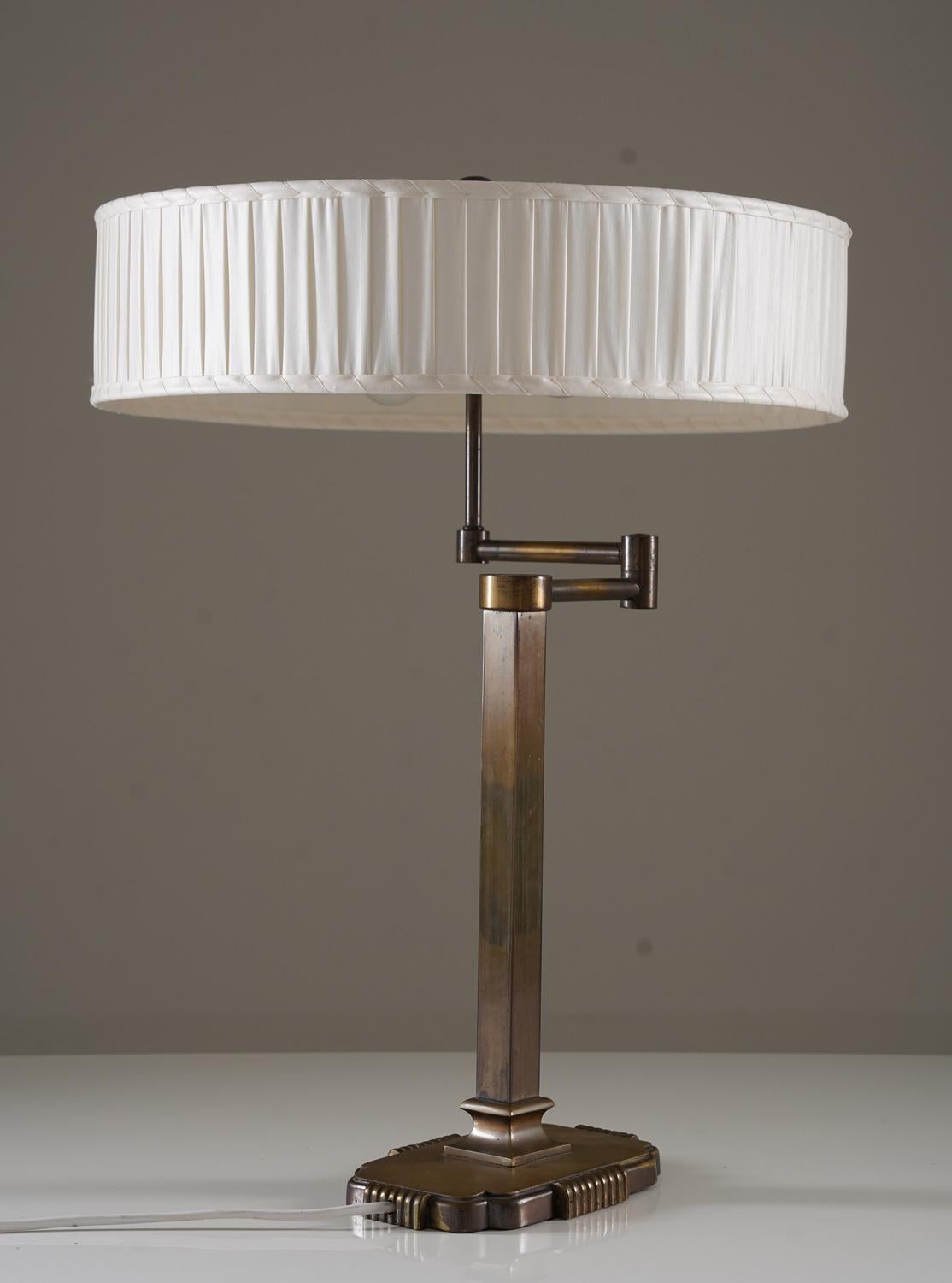 Brass Swedish Modern Swivel Arm Table Lamp For Sale