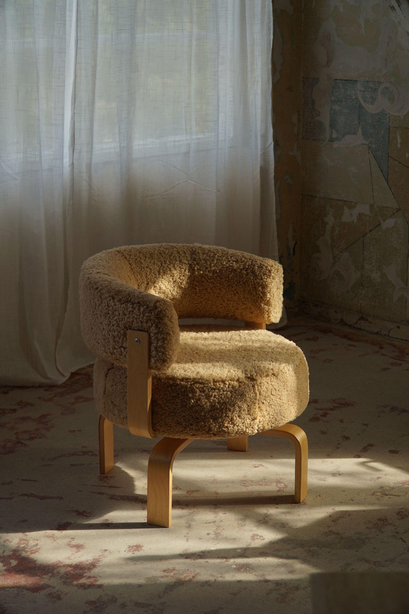 Art Deco Swedish Modern Swivel Armchair in Lambswool by Carina Bengs, Model 