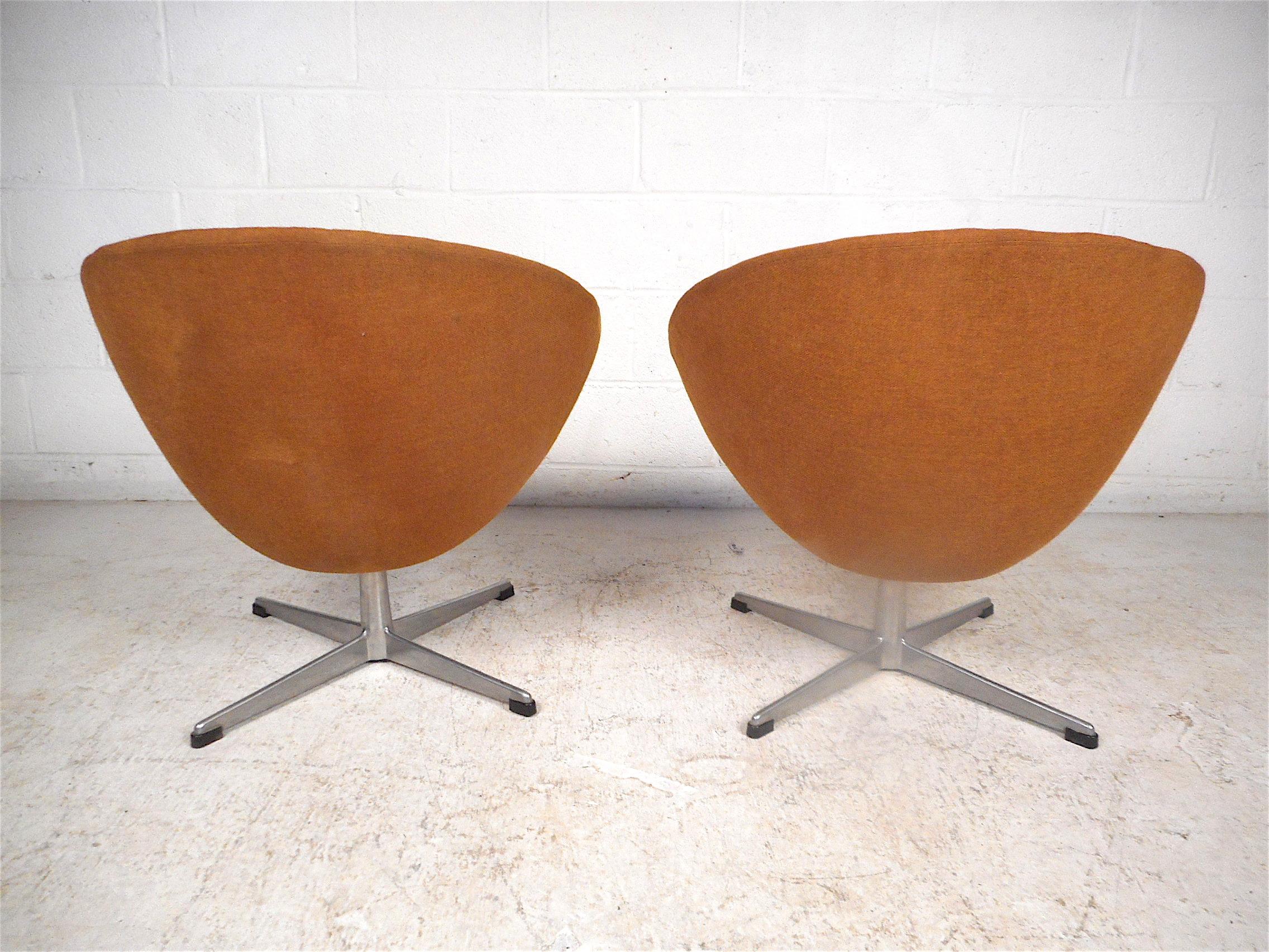 Swedish Modern Swivel Pod Chairs by Overman AB In Good Condition In Brooklyn, NY