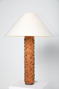 Antique Swedish Wallpaper Printing Roller Table Lamp, Early 20th Century