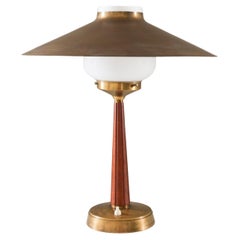 Swedish Modern Table Lamp in Brass and Glass