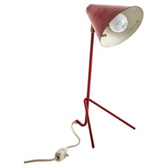 Swedish Modern Table Lamp in Red Lacquered Metal, Sweden, 1950s