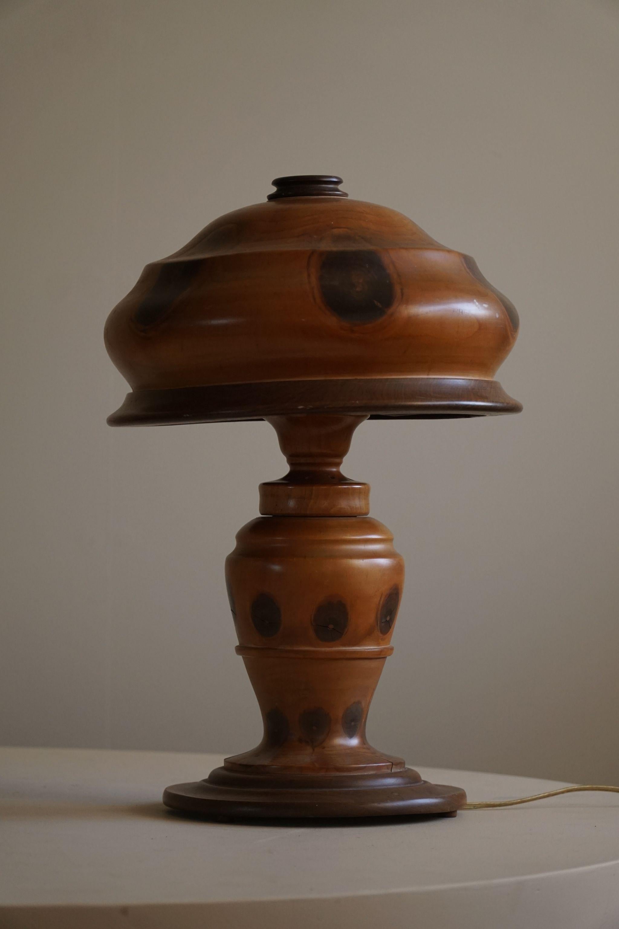 Swedish, Modern Table Lamp in Solid Pine, Mid Century, 1960s For Sale 3