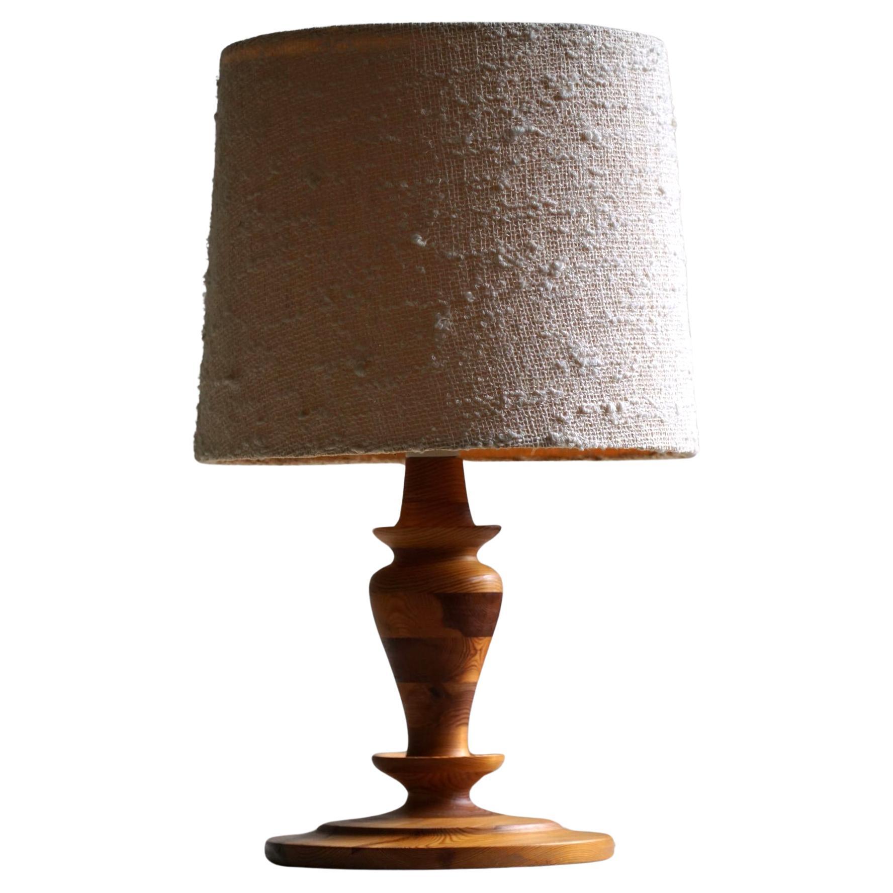 Swedish Modern Table Lamp in Solid Pine, Mid Century, 1960s For Sale