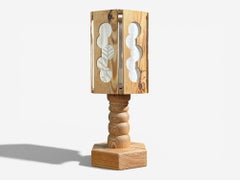 Swedish Modern, Table Lamp, Pine, Fabric, Sweden, 1940s