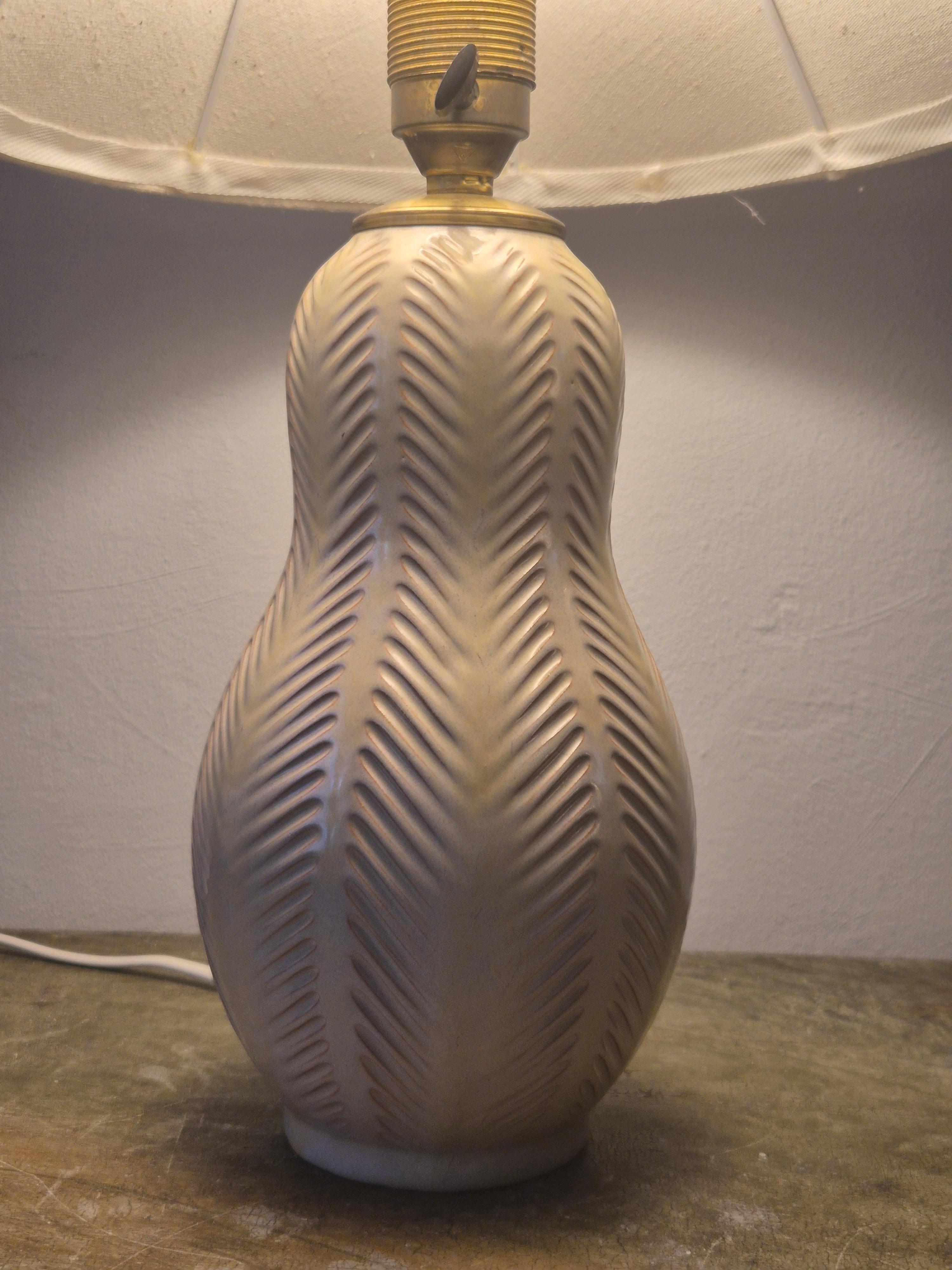 Swedish Modern table lamp with ceramic base by Anna-Lisa Thomson, mid1900s. For Sale 6