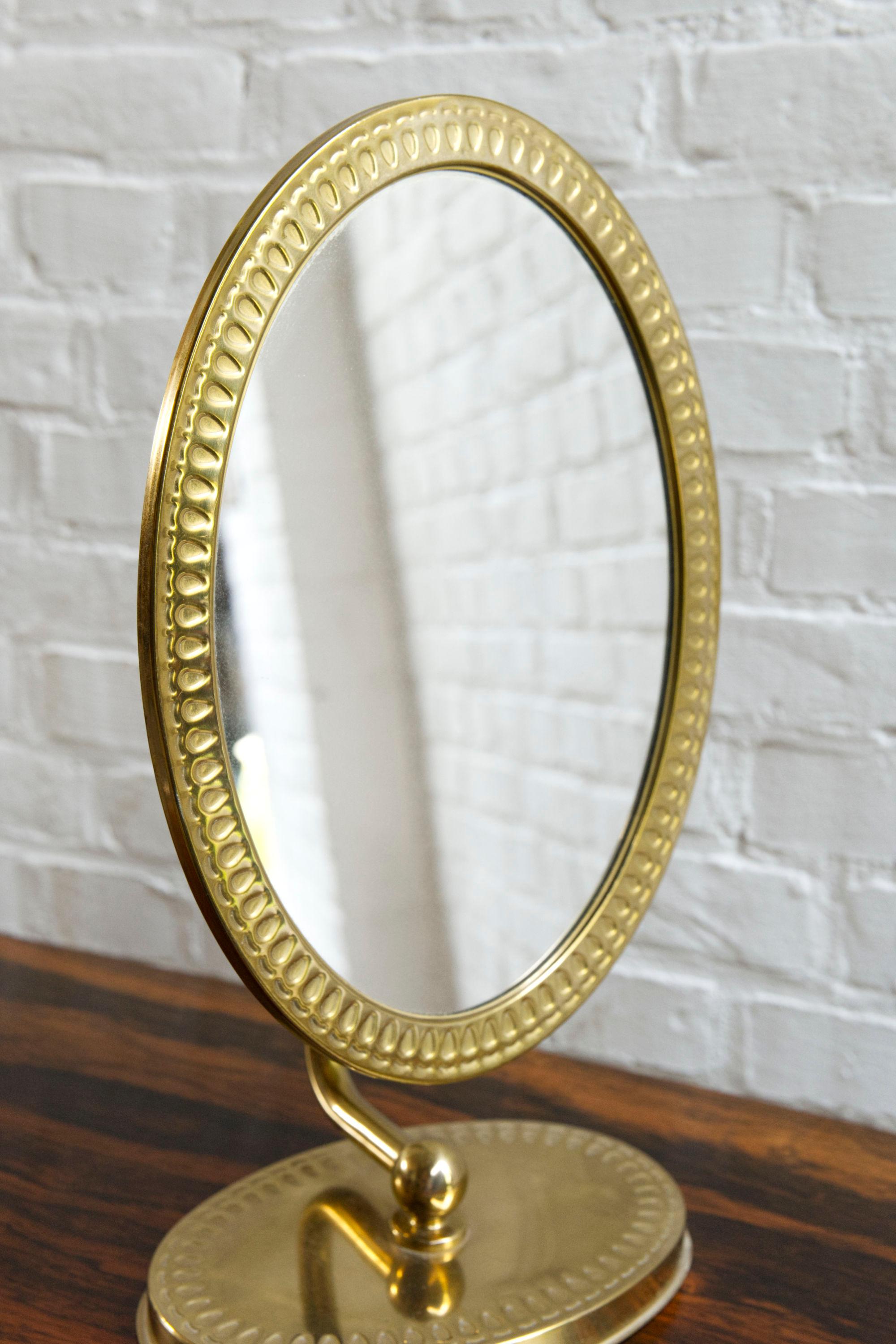 Brass Swedish modern table mirror by Titti, circa 1950's For Sale