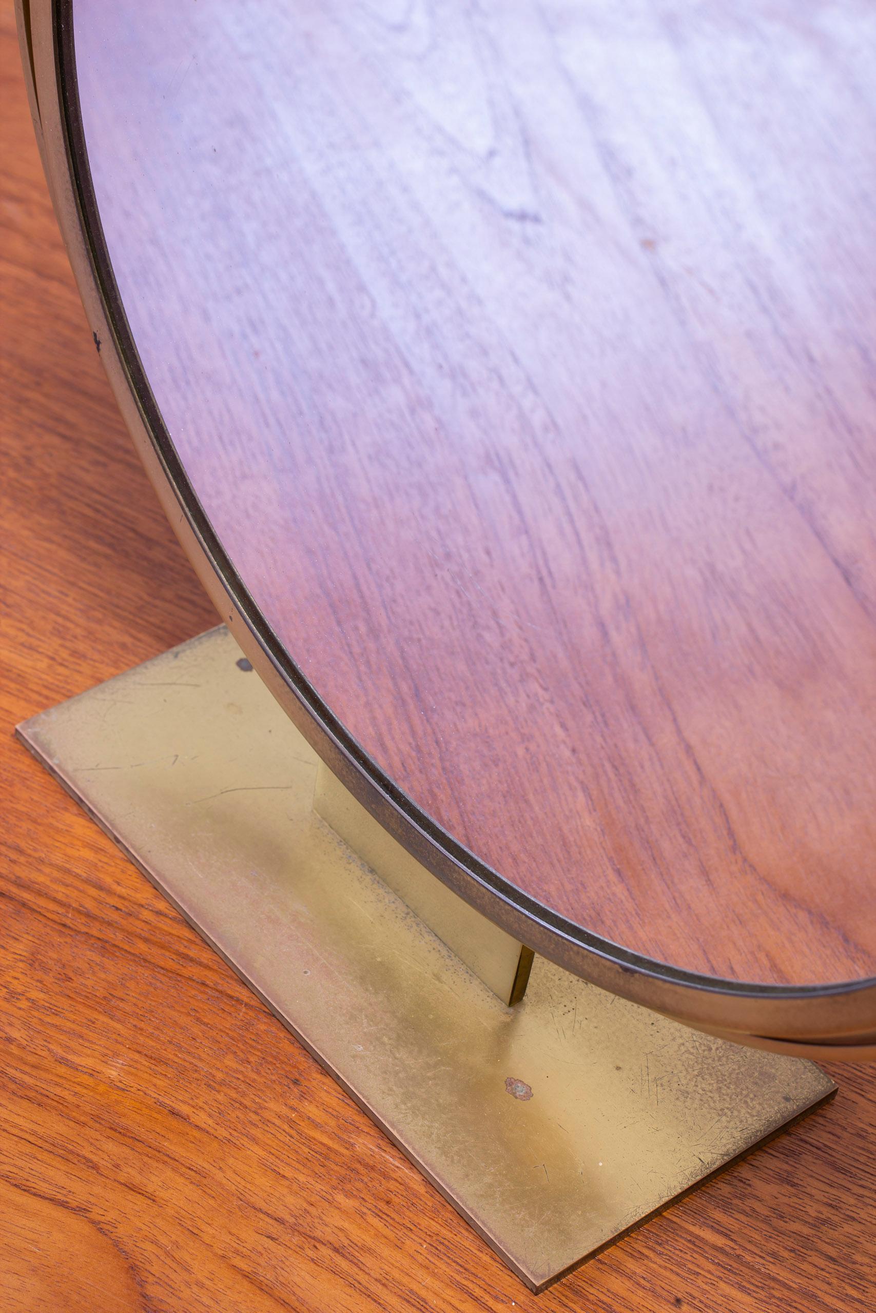 Miroir de table moderne suédois en laiton par Ystad metall, Suède, années 1930 en vente 1