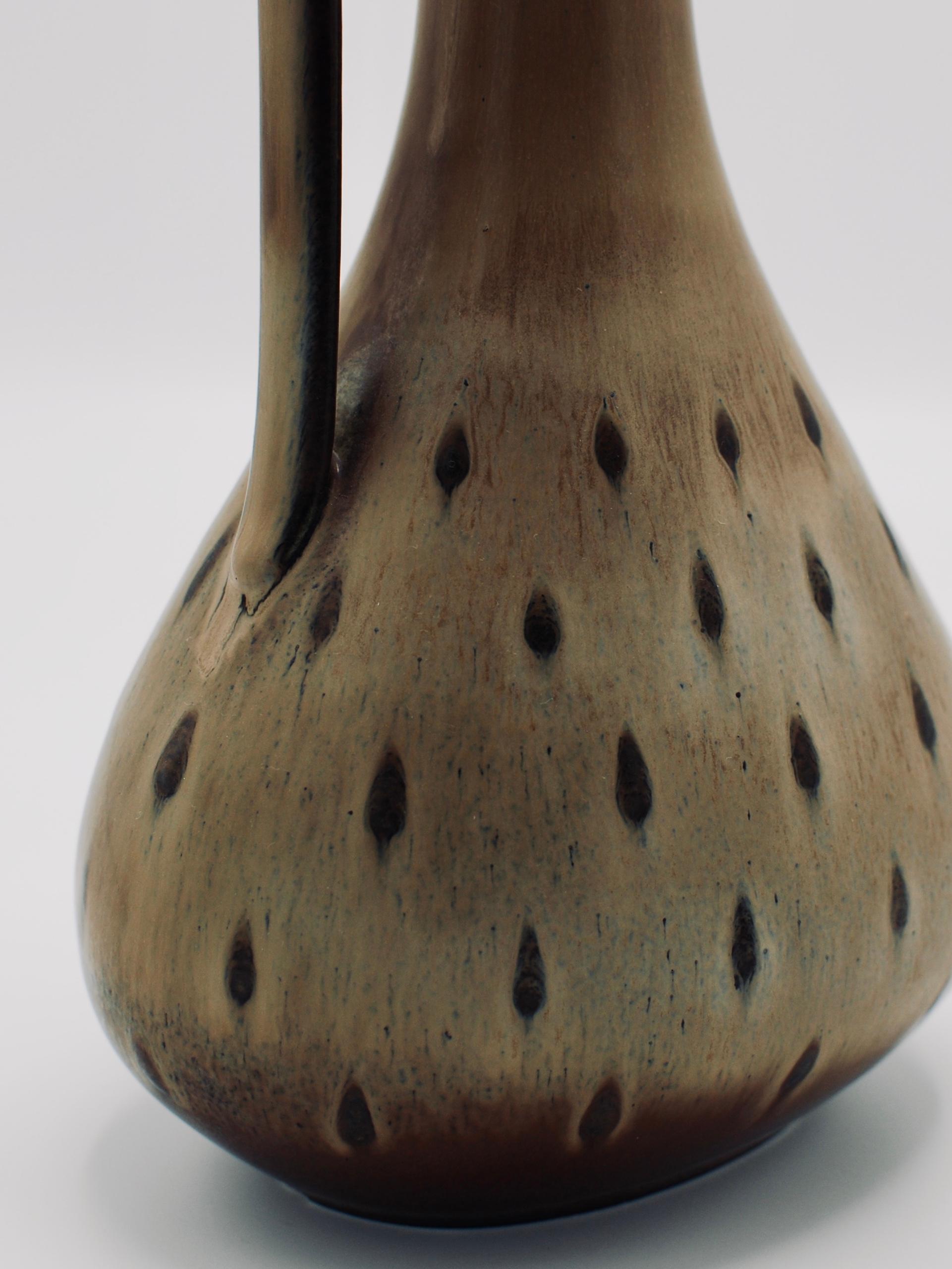 Scandinavian Modern Swedish Modern Tall Stoneware Vase with Handle by Gunnar Nylund Rörstrand, 1950s