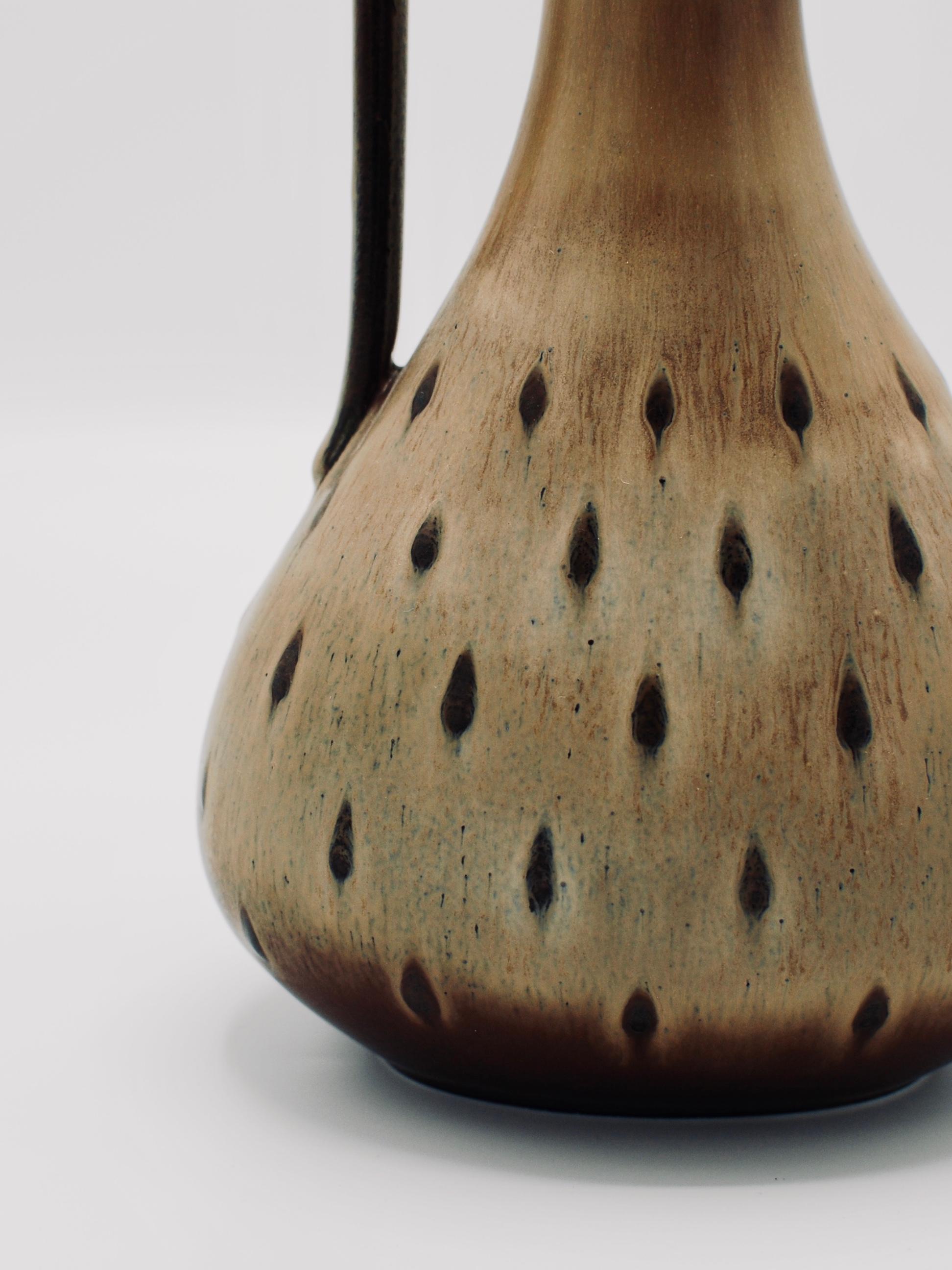 Swedish Modern Tall Stoneware Vase with Handle by Gunnar Nylund Rörstrand, 1950s 1