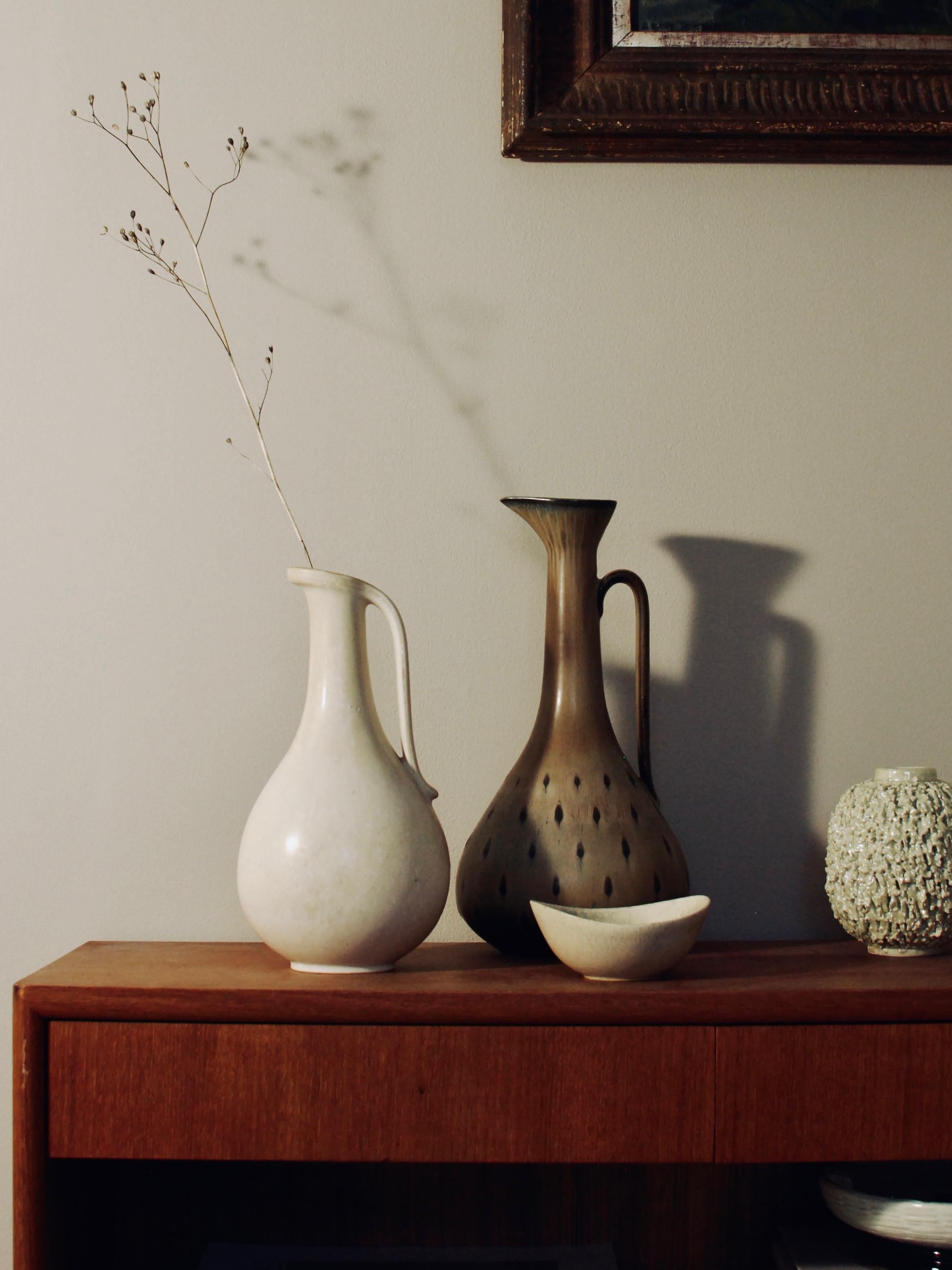 Swedish Modern Tall Stoneware Vase with Handle by Gunnar Nylund Rörstrand, 1950s 3