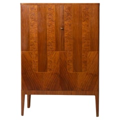 Swedish Modern Tall Veneered Cabinet