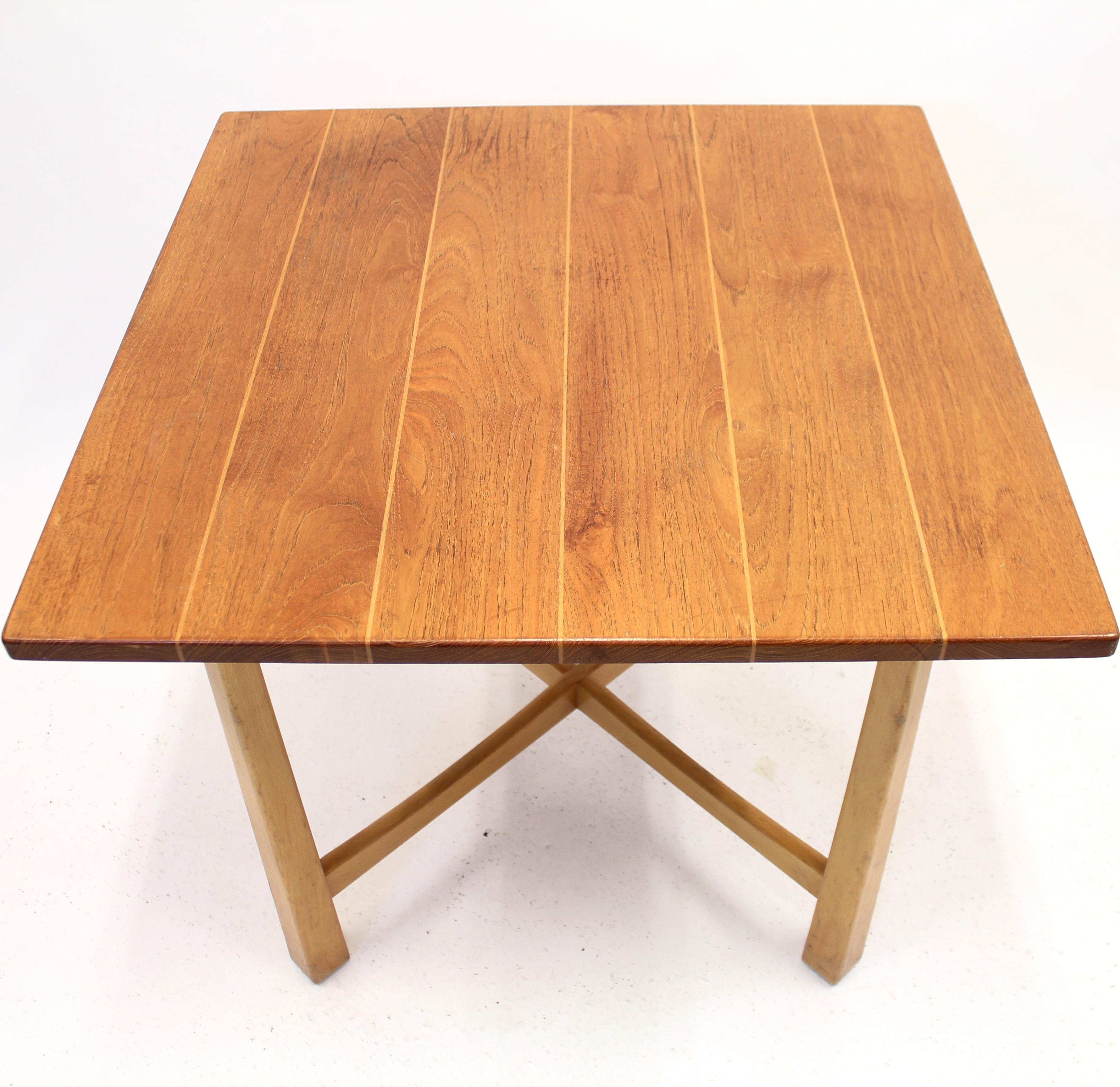 Swedish Modern Teak and Birch Table, Mid-20th Century For Sale 2