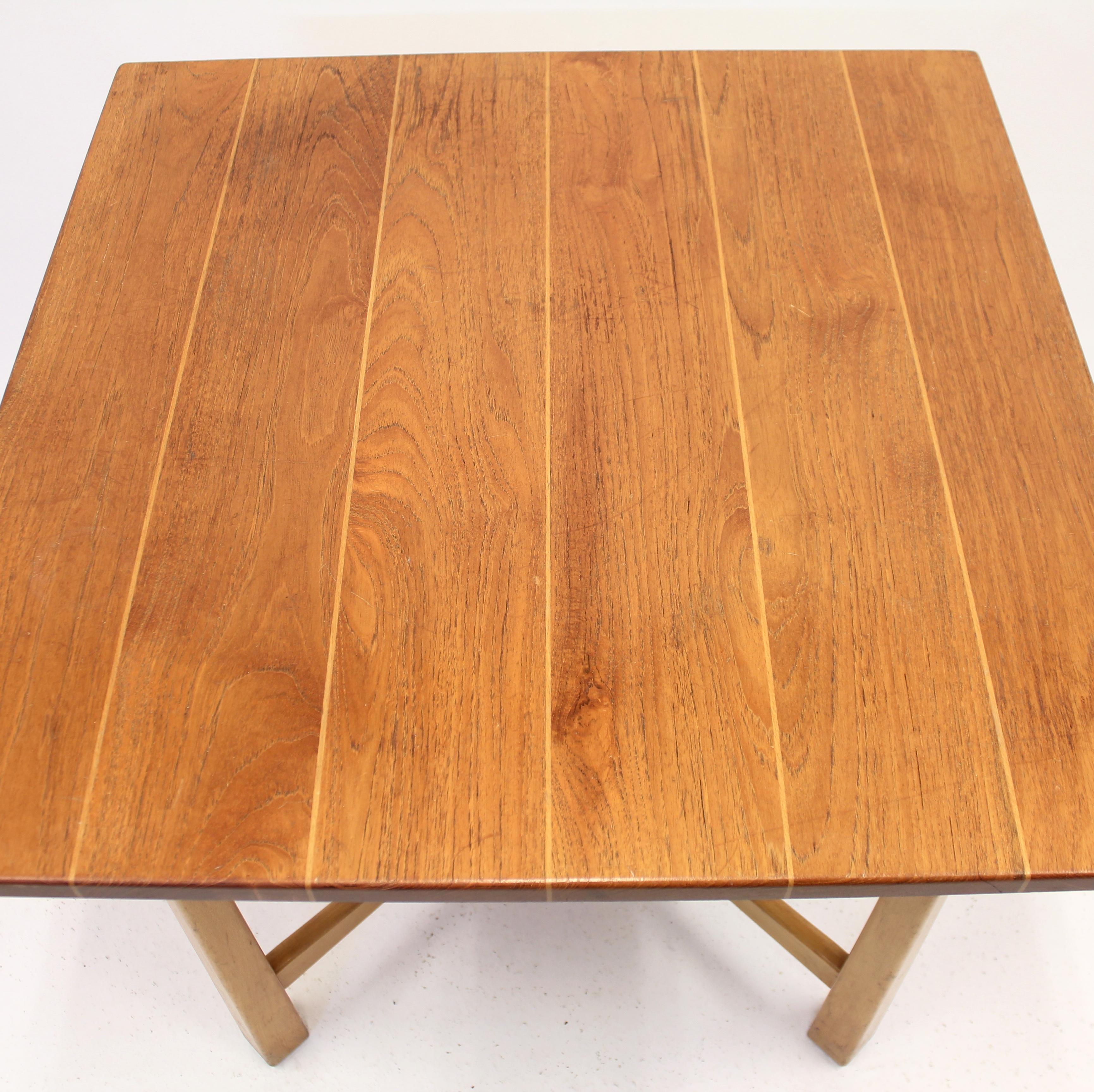 Swedish Modern Teak and Birch Table, Mid-20th Century For Sale 3