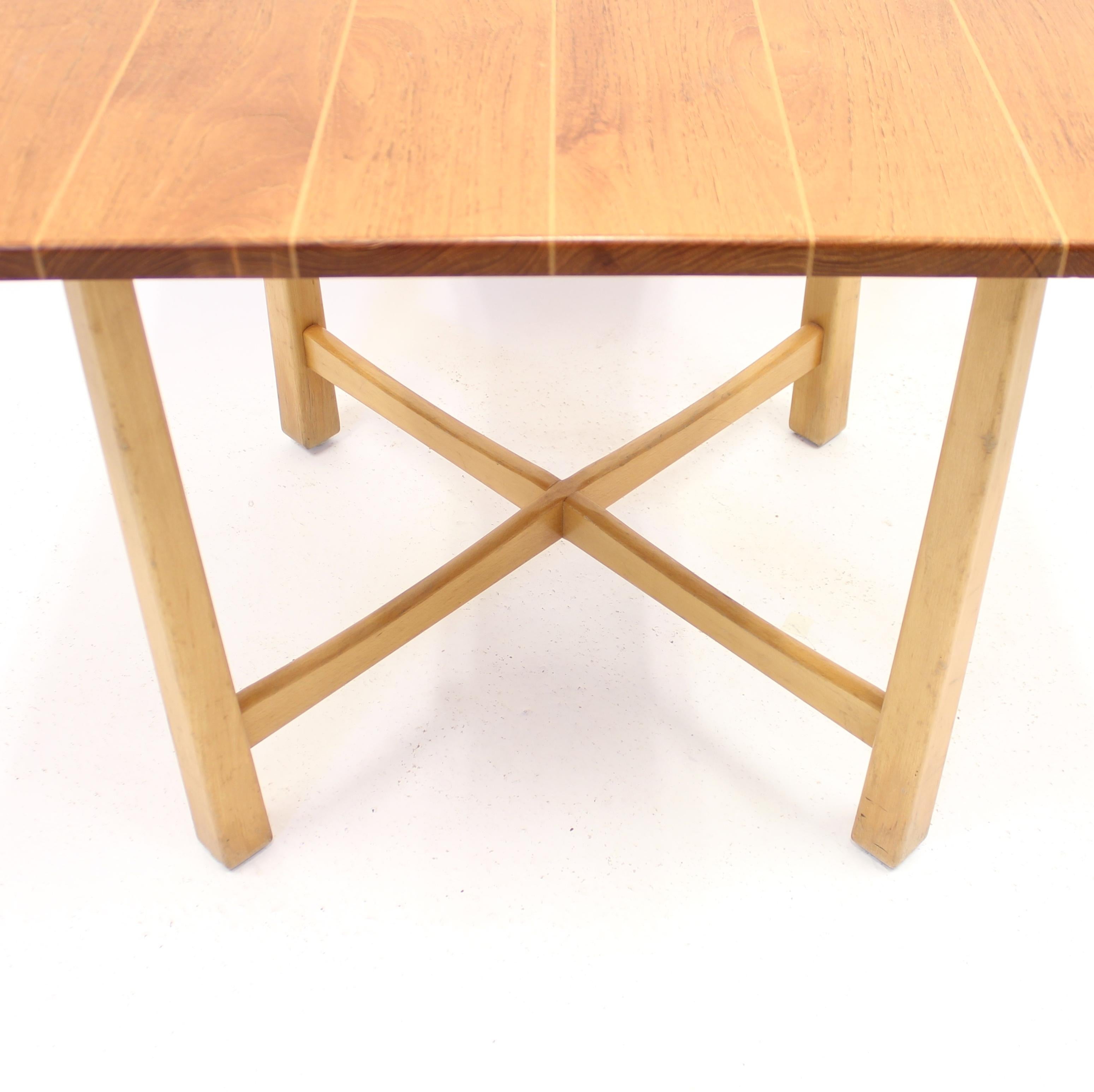Swedish Modern Teak and Birch Table, Mid-20th Century For Sale 4