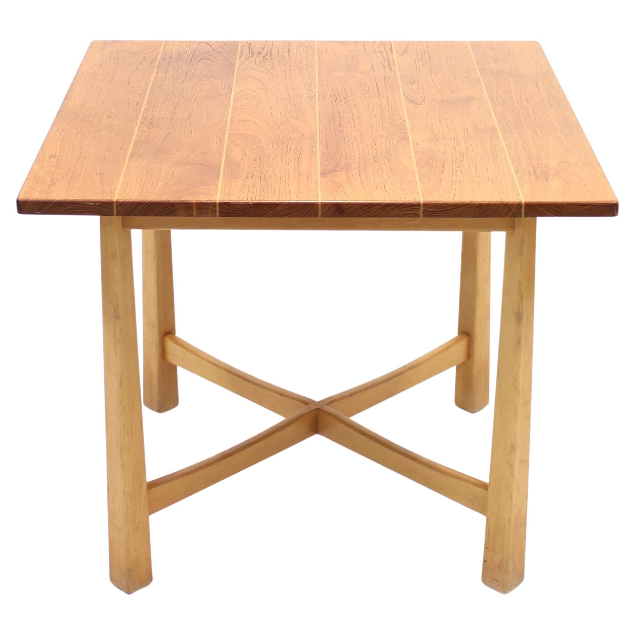 Swedish Modern Teak and Birch Table, Mid-20th Century For Sale