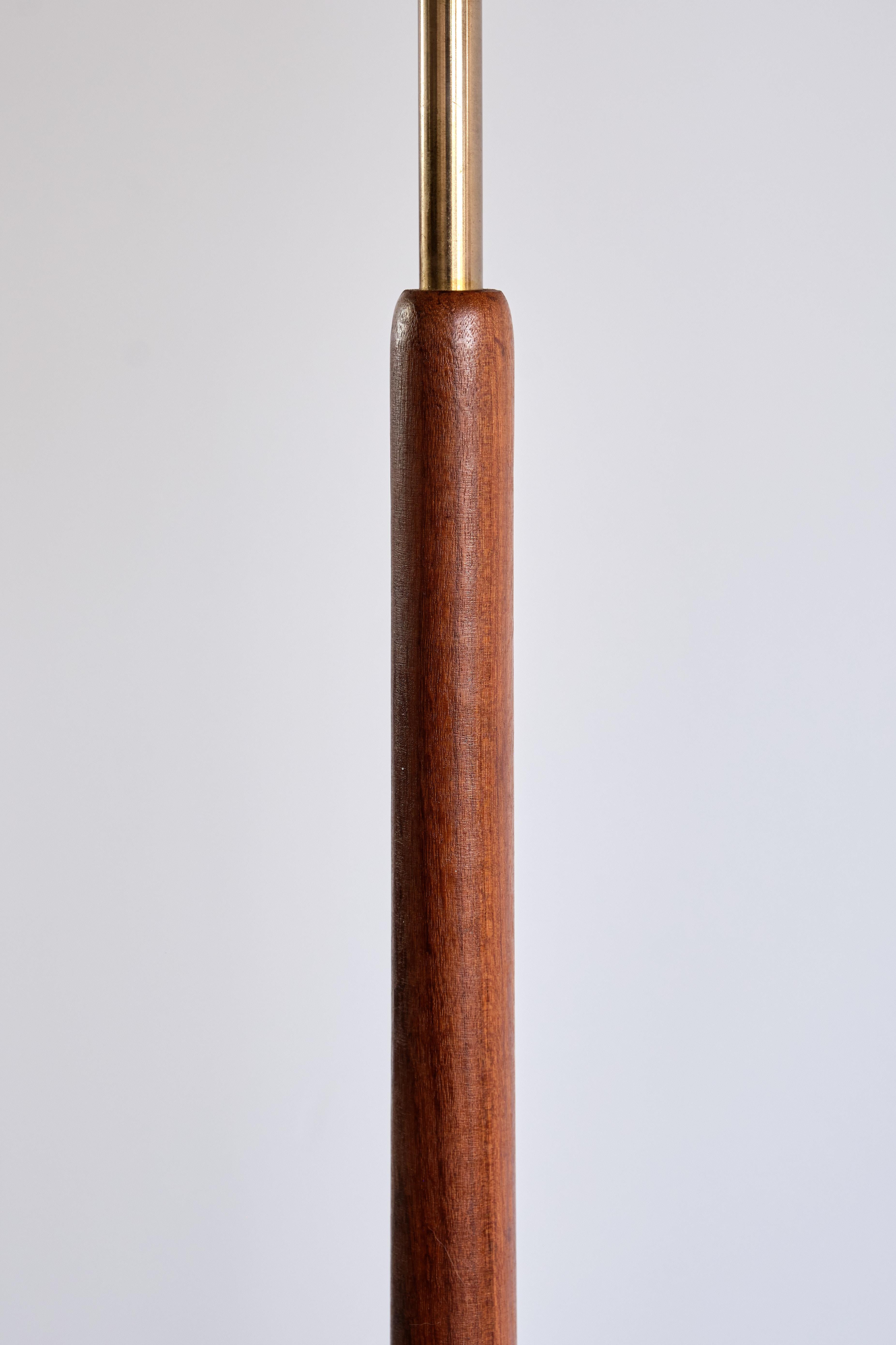 Swedish Modern Teak and Brass Floor Lamp, Nybro Armatur Fabrik, Sweden, 1950s 5