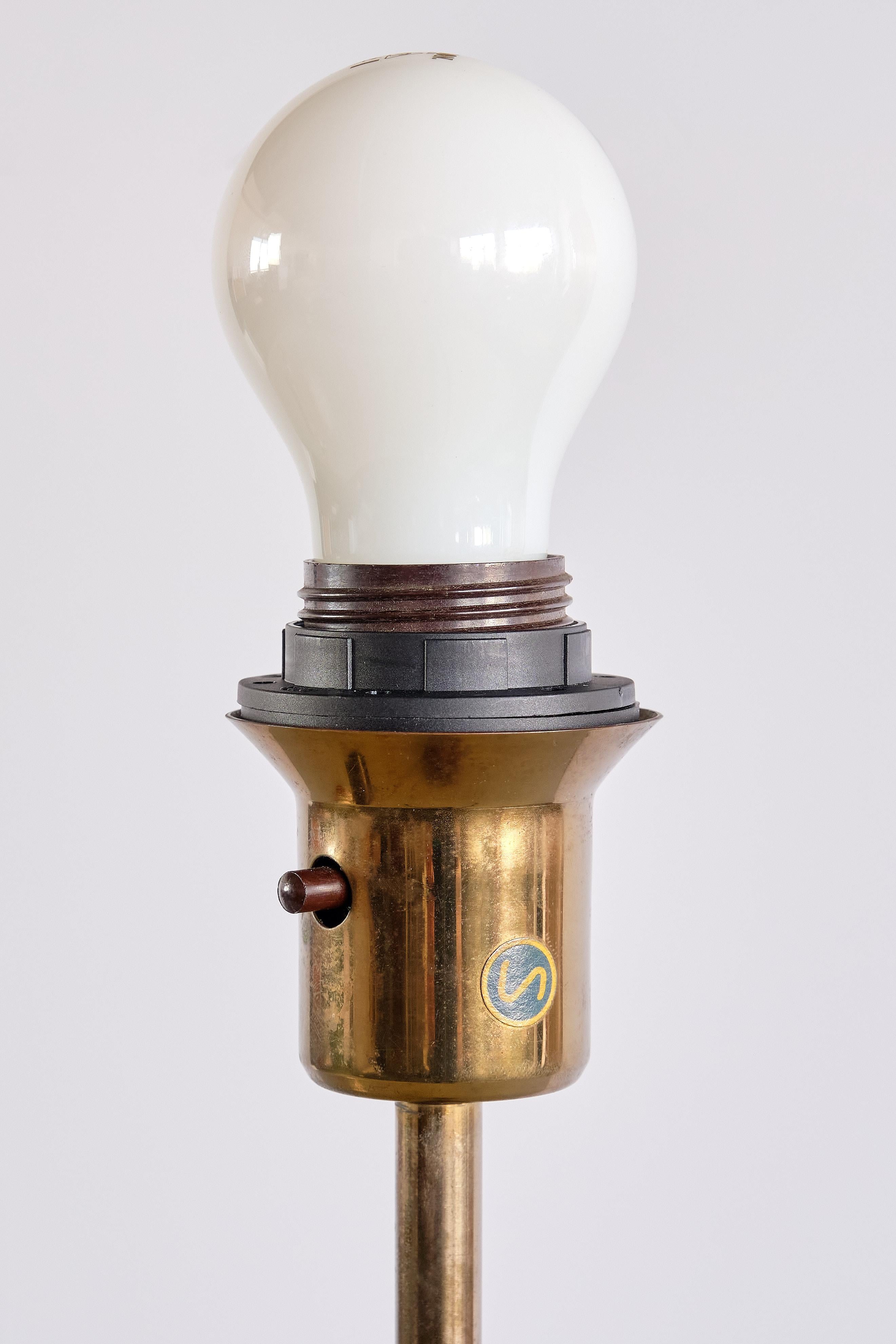 Swedish Modern Teak and Brass Floor Lamp, Nybro Armatur Fabrik, Sweden, 1950s 8