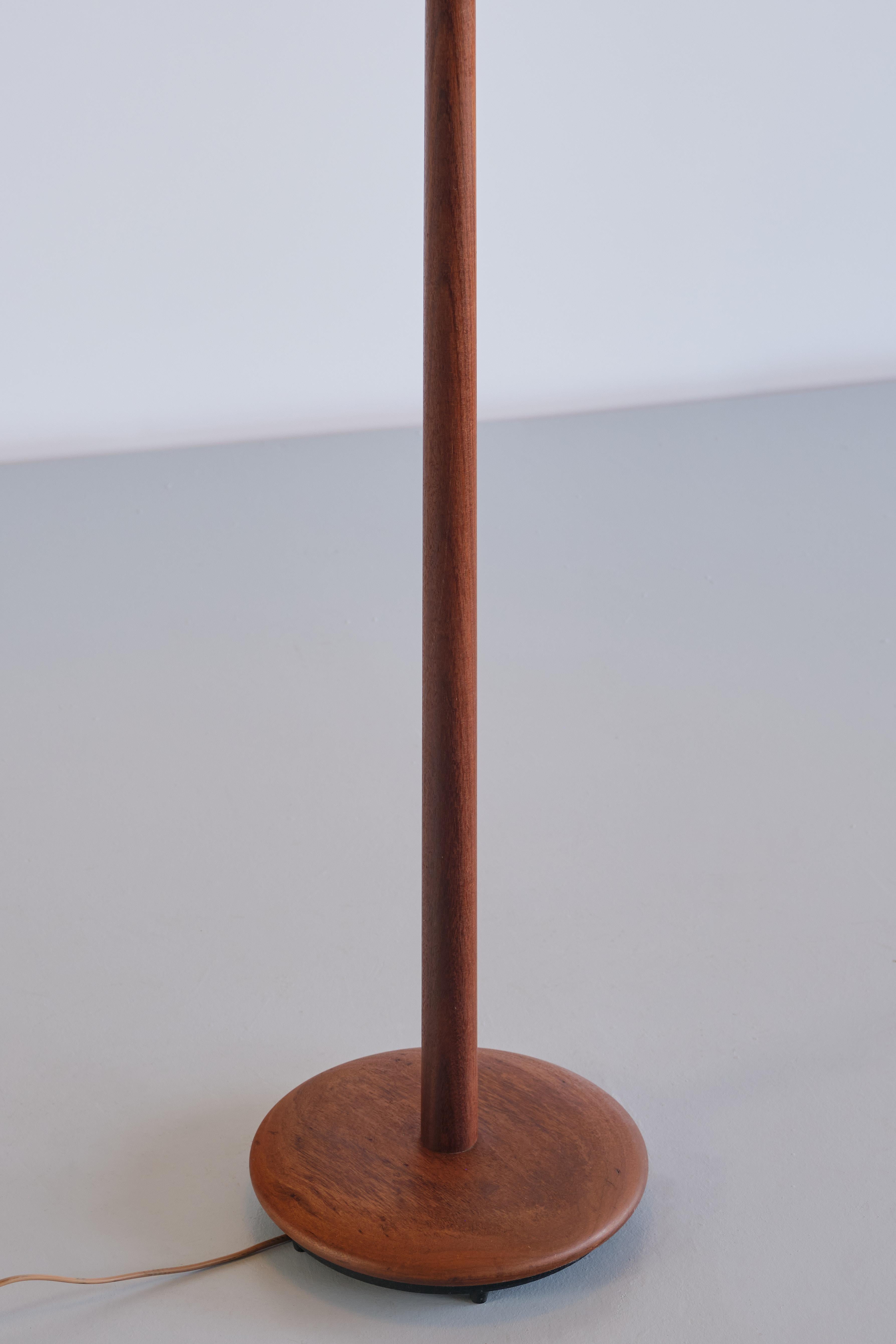 Swedish Modern Teak and Brass Floor Lamp, Nybro Armatur Fabrik, Sweden, 1950s 2